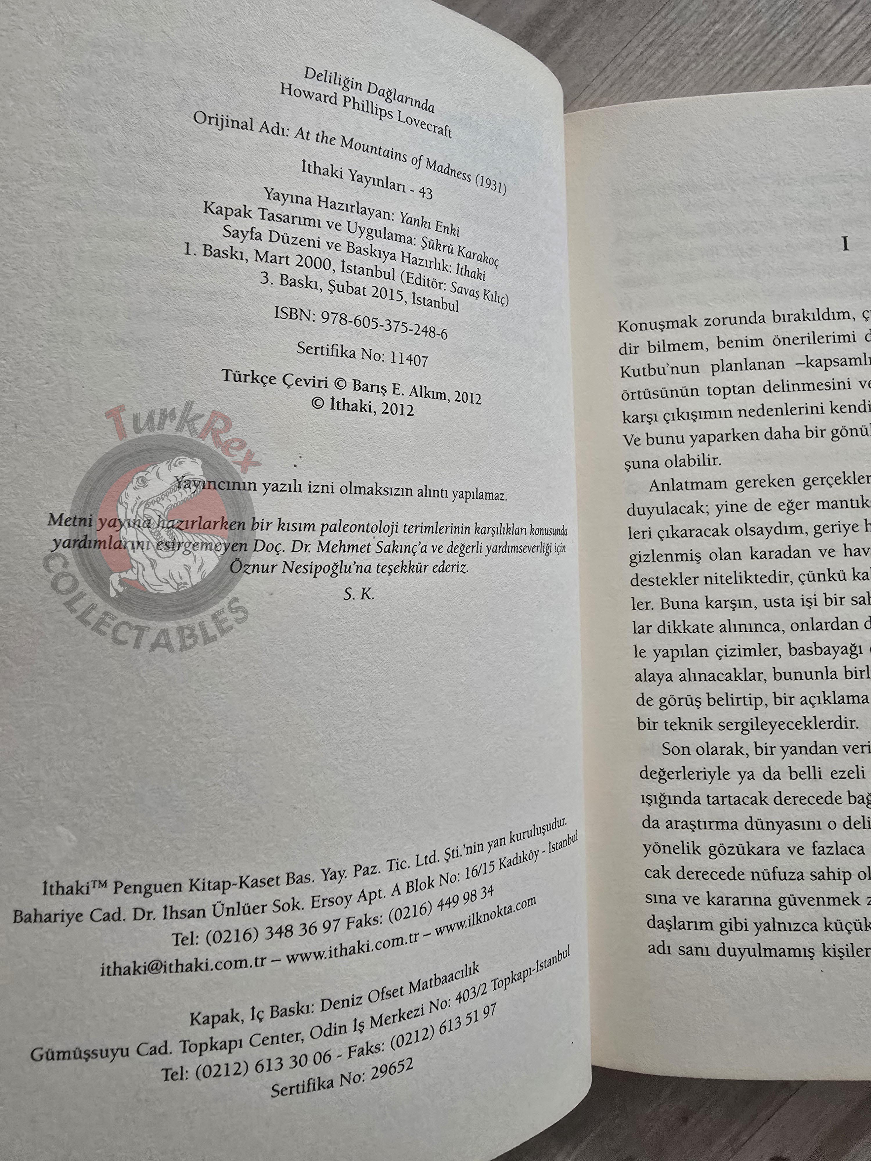 H. P. Lovecraft  – At the Mountains of Madness 2025 Turkish Book Turkey