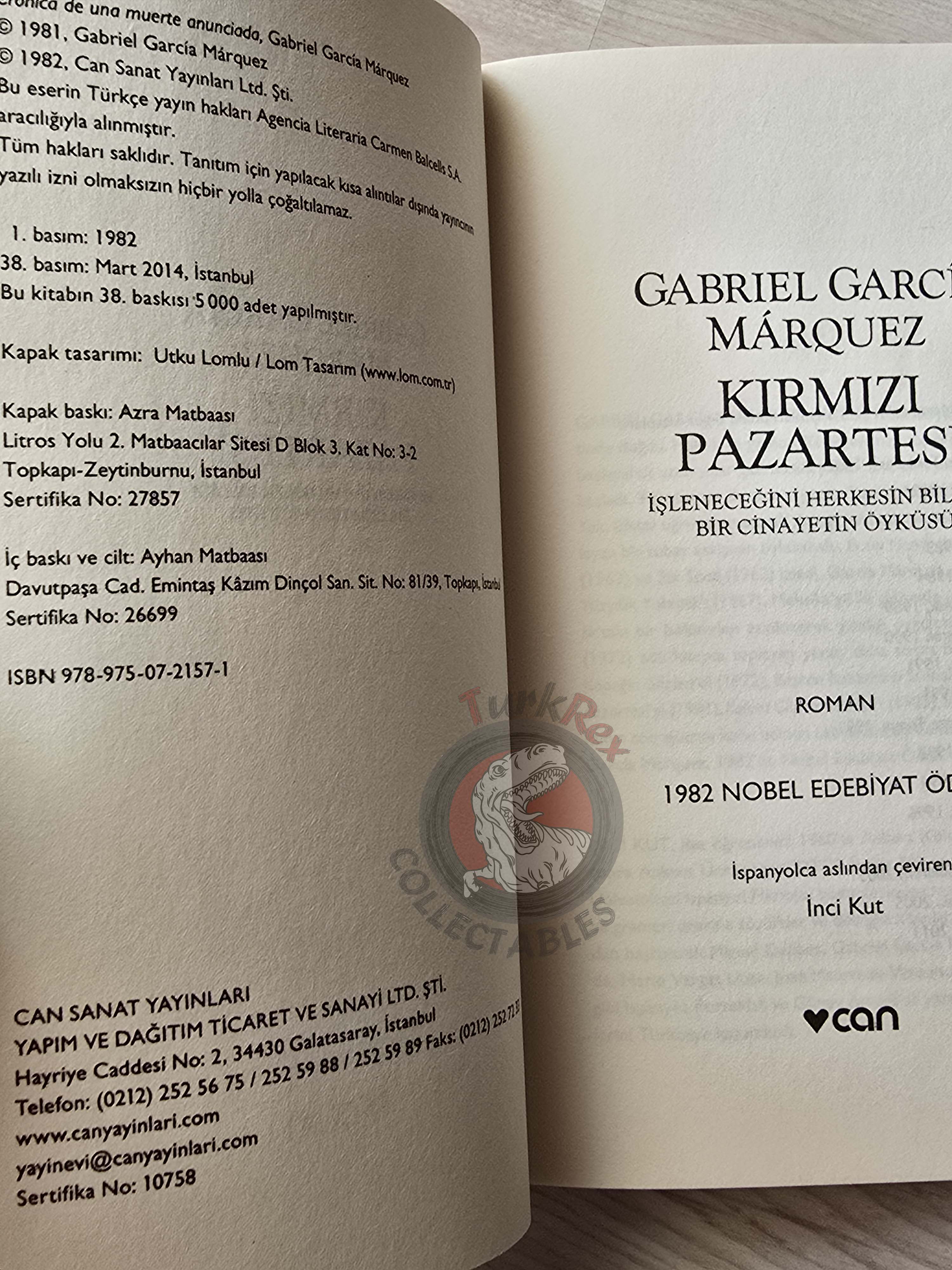 Gabriel García Márquez –  Chronicle Of A Death Foretold 2014 Turkish Book Turkey