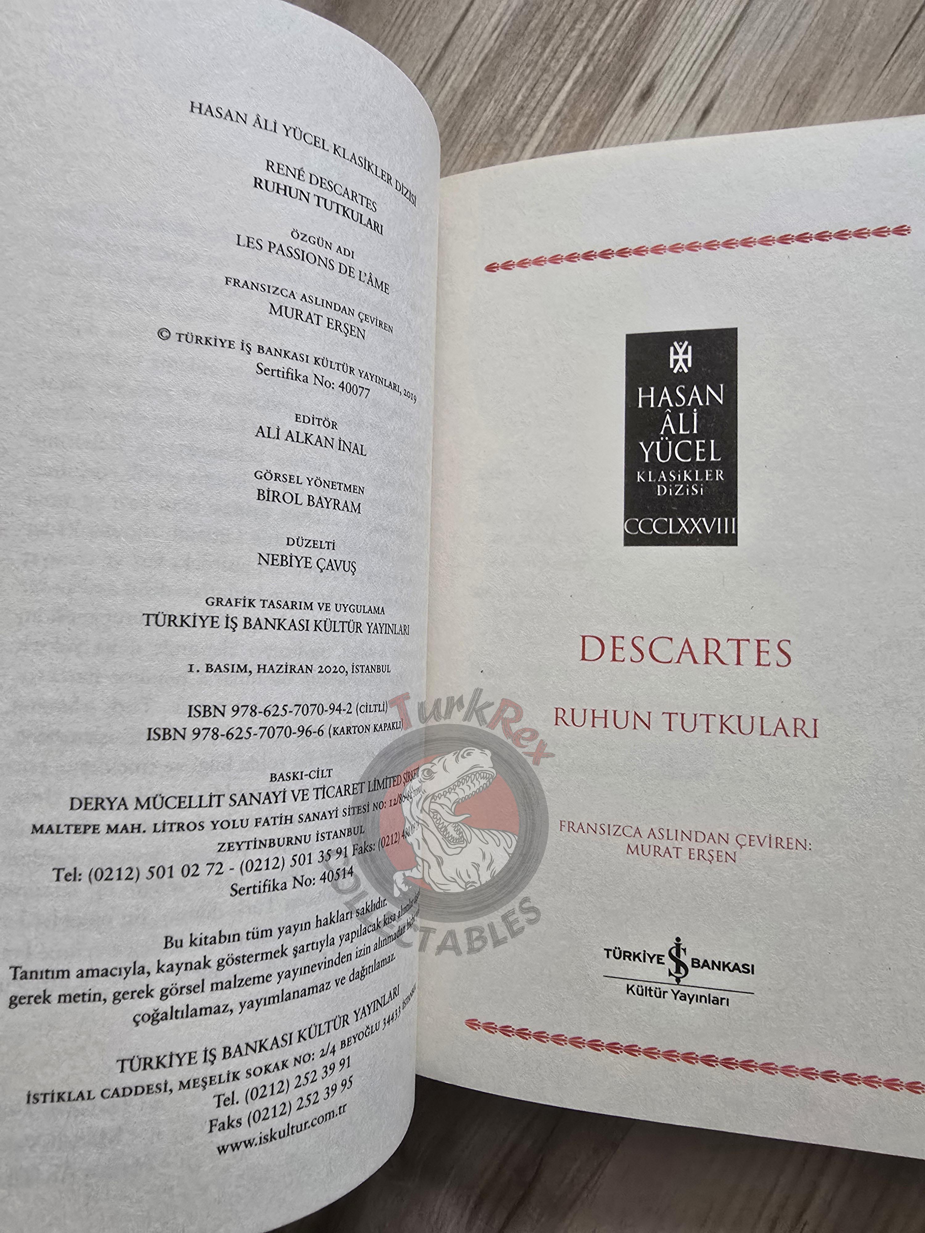 René Descartes – The Passions of the Soul 2020 Turkish Book Turkey