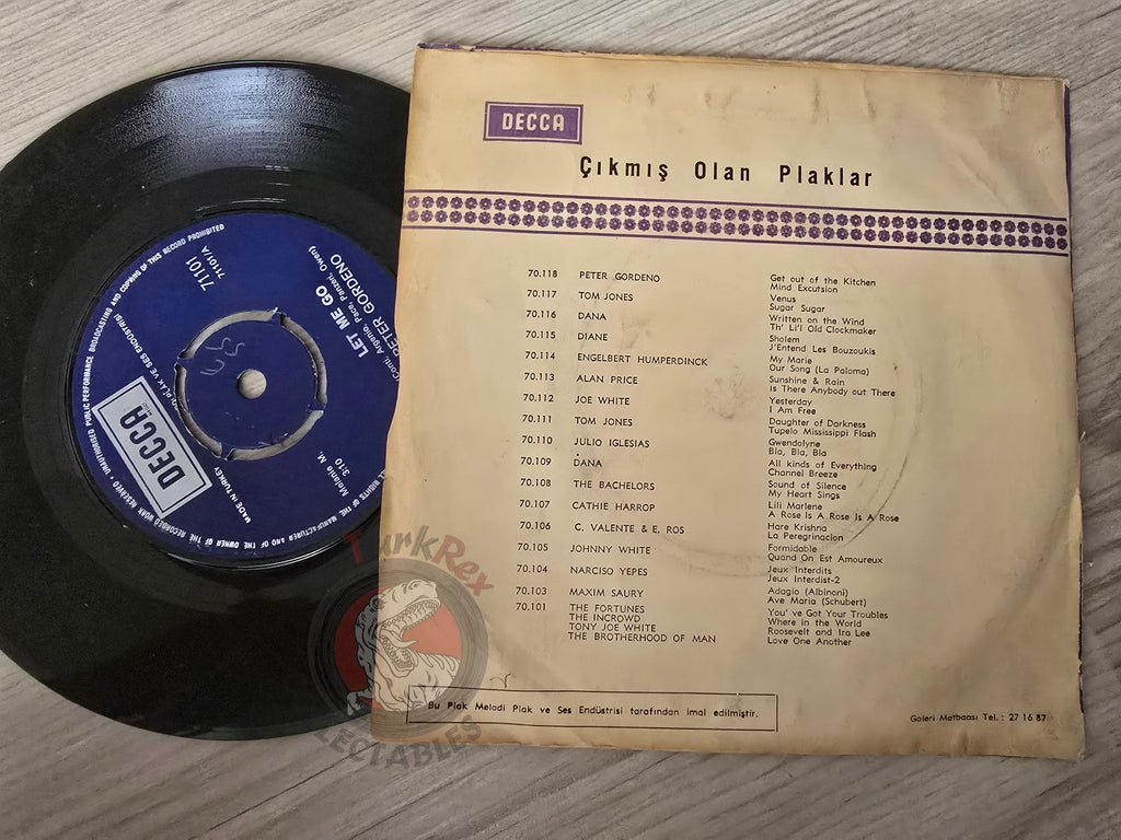 Peter Gordeno – Let Me Go 7" Turkish Pressing Vinyl Turkey Edition