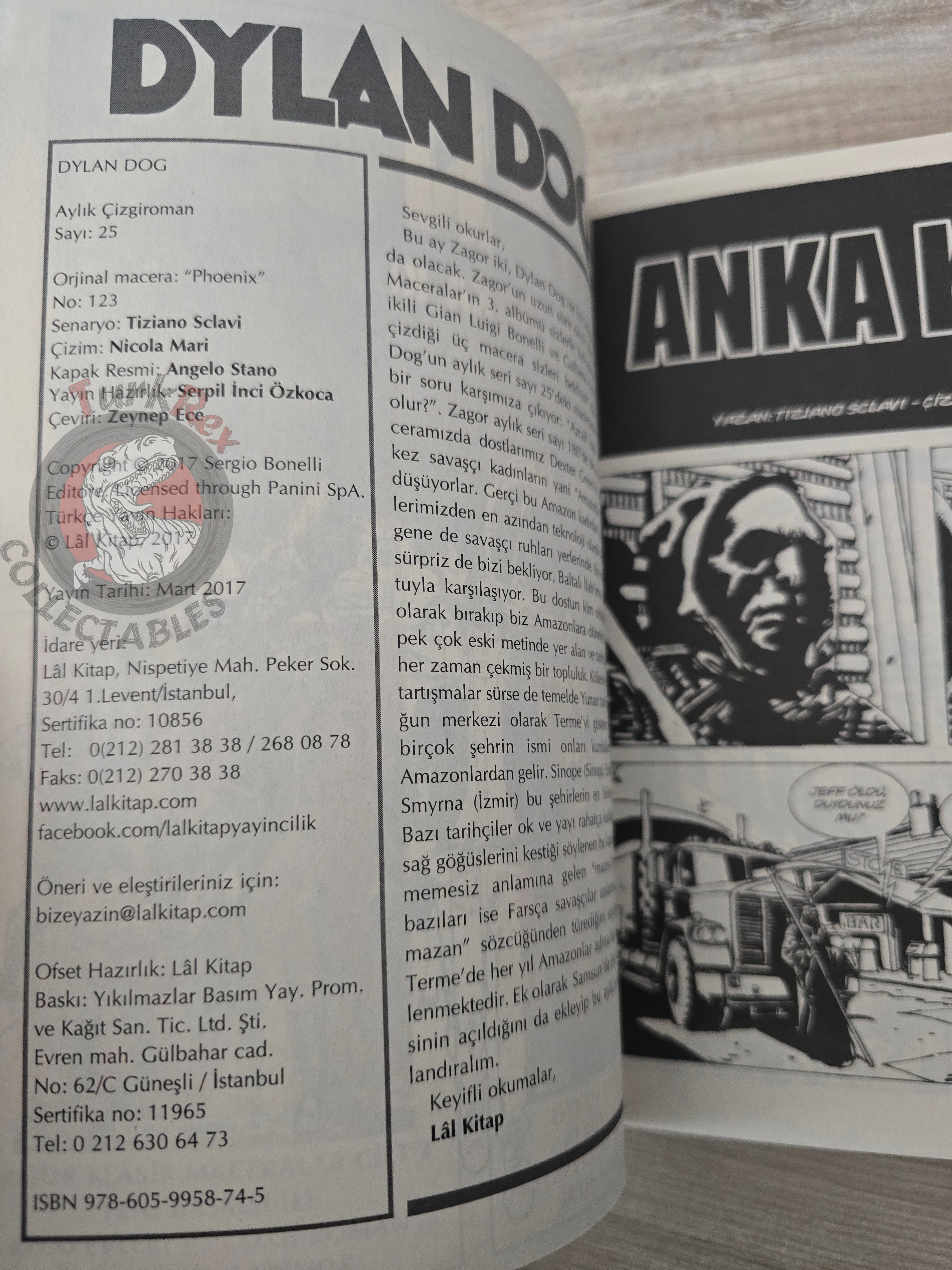 Dylan Dog #25 2017 Turkish Comic Turkey #123 Phoenix