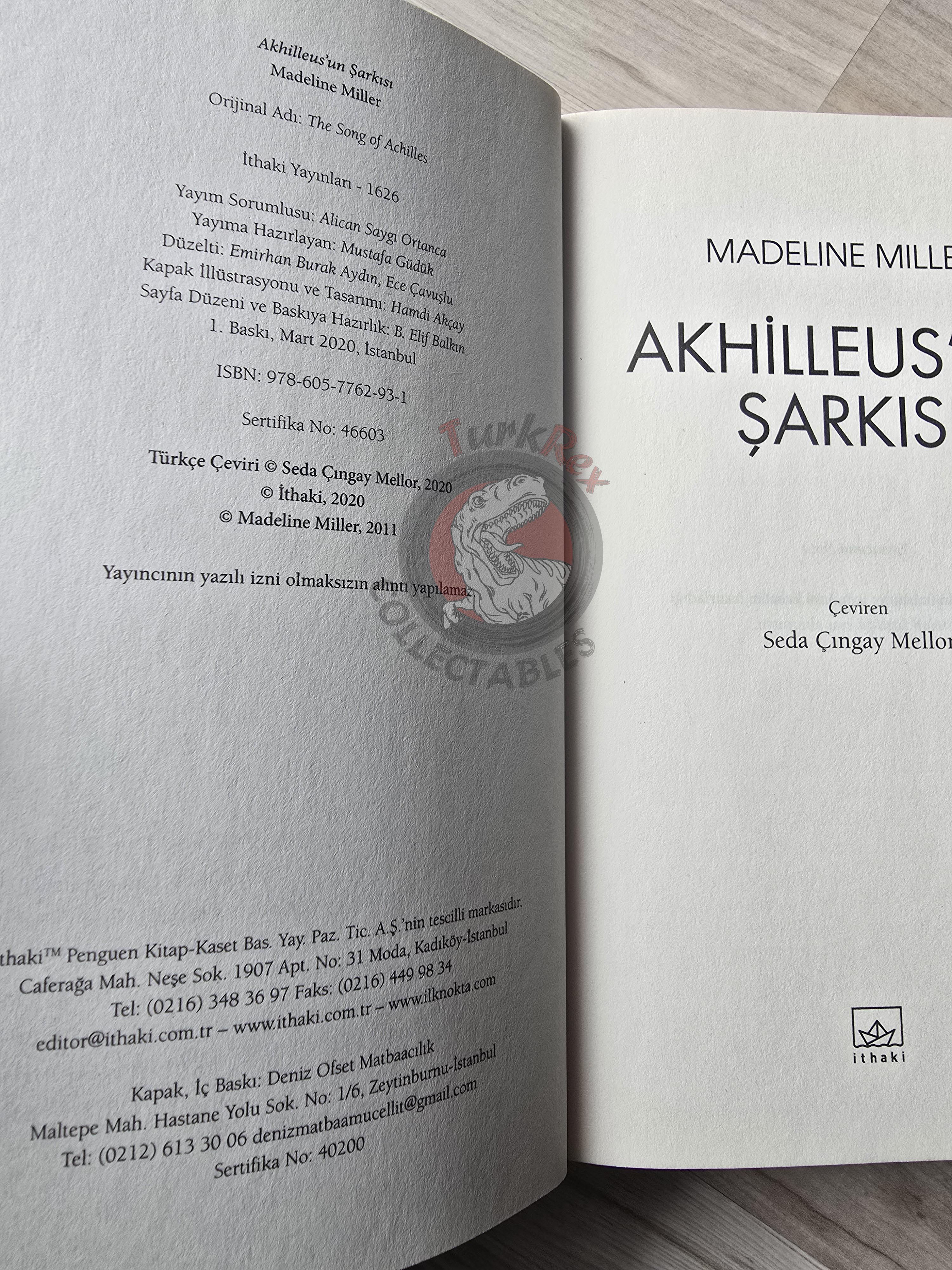 Madeline Miller – The Song of Achilles 2020 1st Turkish Book Turkey