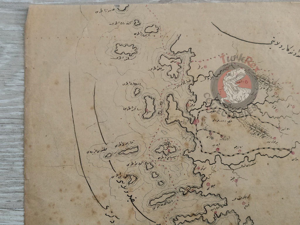 Ottoman Empire Hand-Drawn Map Konia and Aidin Vilayet 1890s Manuscript Anatolia Cyprus