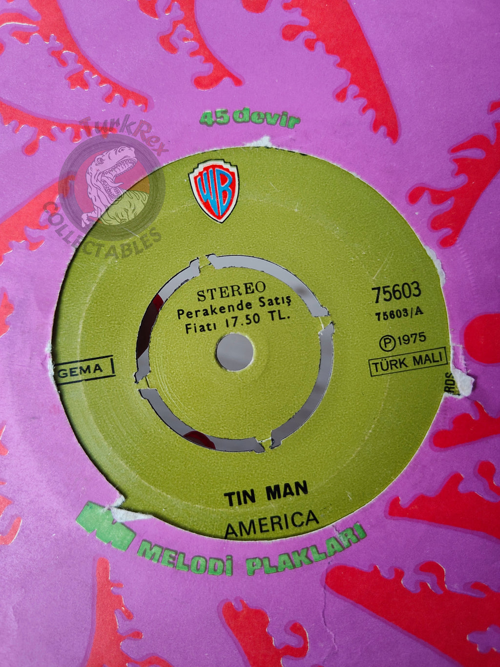 America – Tin Man 7" Turkish Pressing Vinyl Turkey Edition