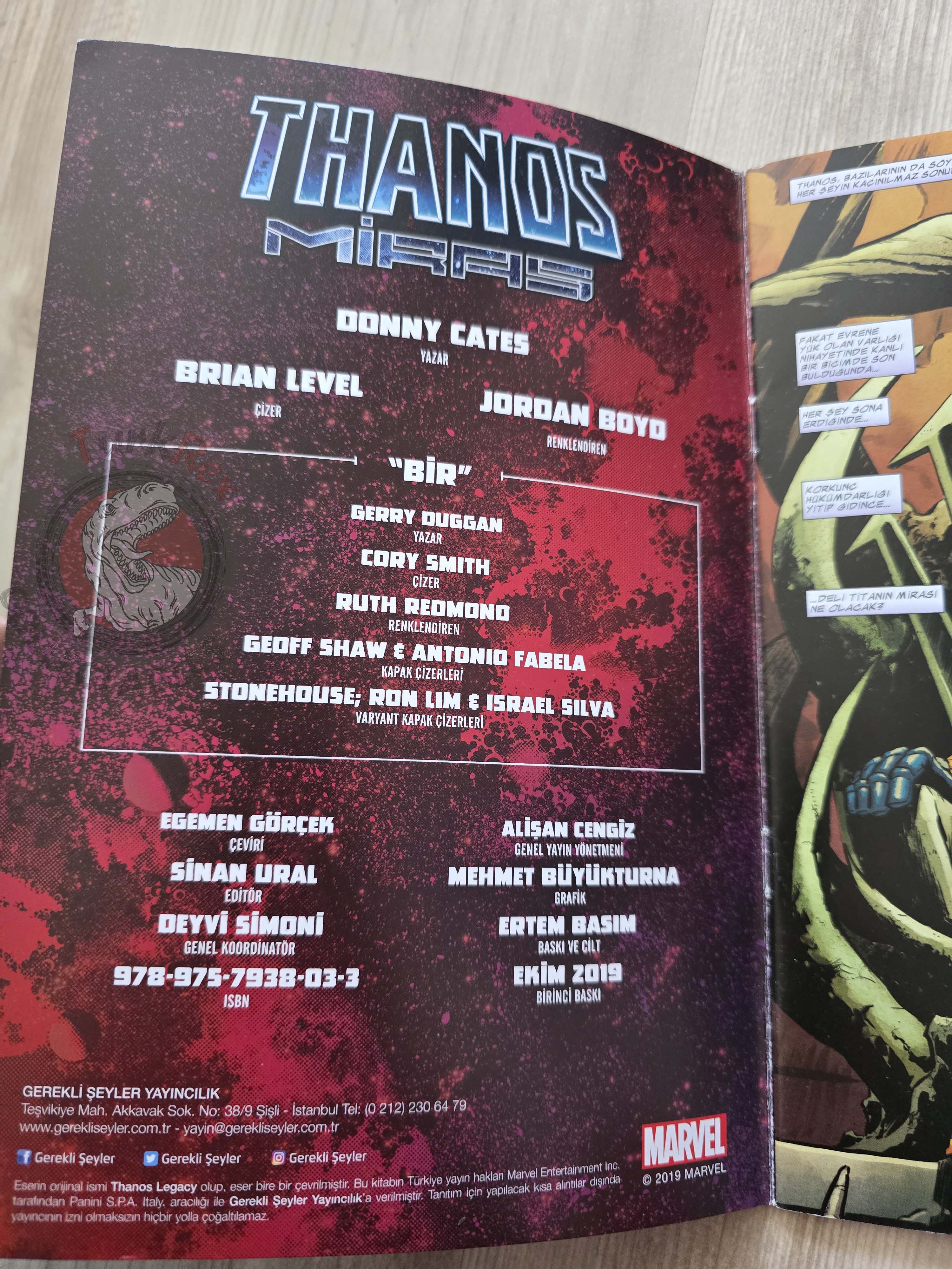 Thanos Legacy Turkish Comic Turkey Donny Cates Marvel