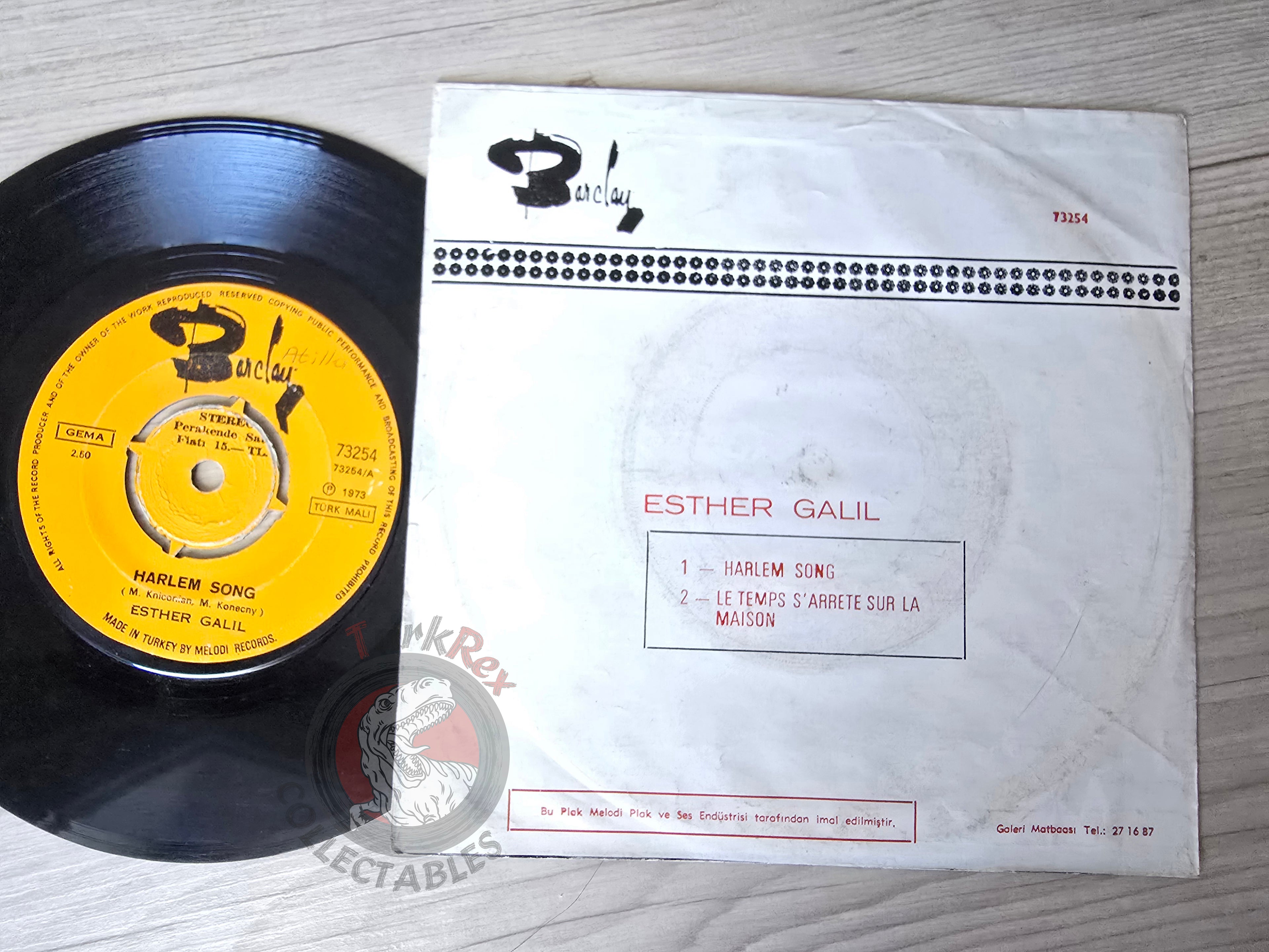 Esther Galil – Harlem Song 7" Turkish Pressing Vinyl Turkey Edition