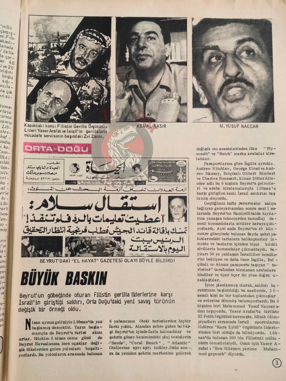 Milliyet Aktüalite 1973 Yasser Arafat PLO Zvi Zamir Turkish Mag Turkey Middle East Israel Palestine Cyprus
