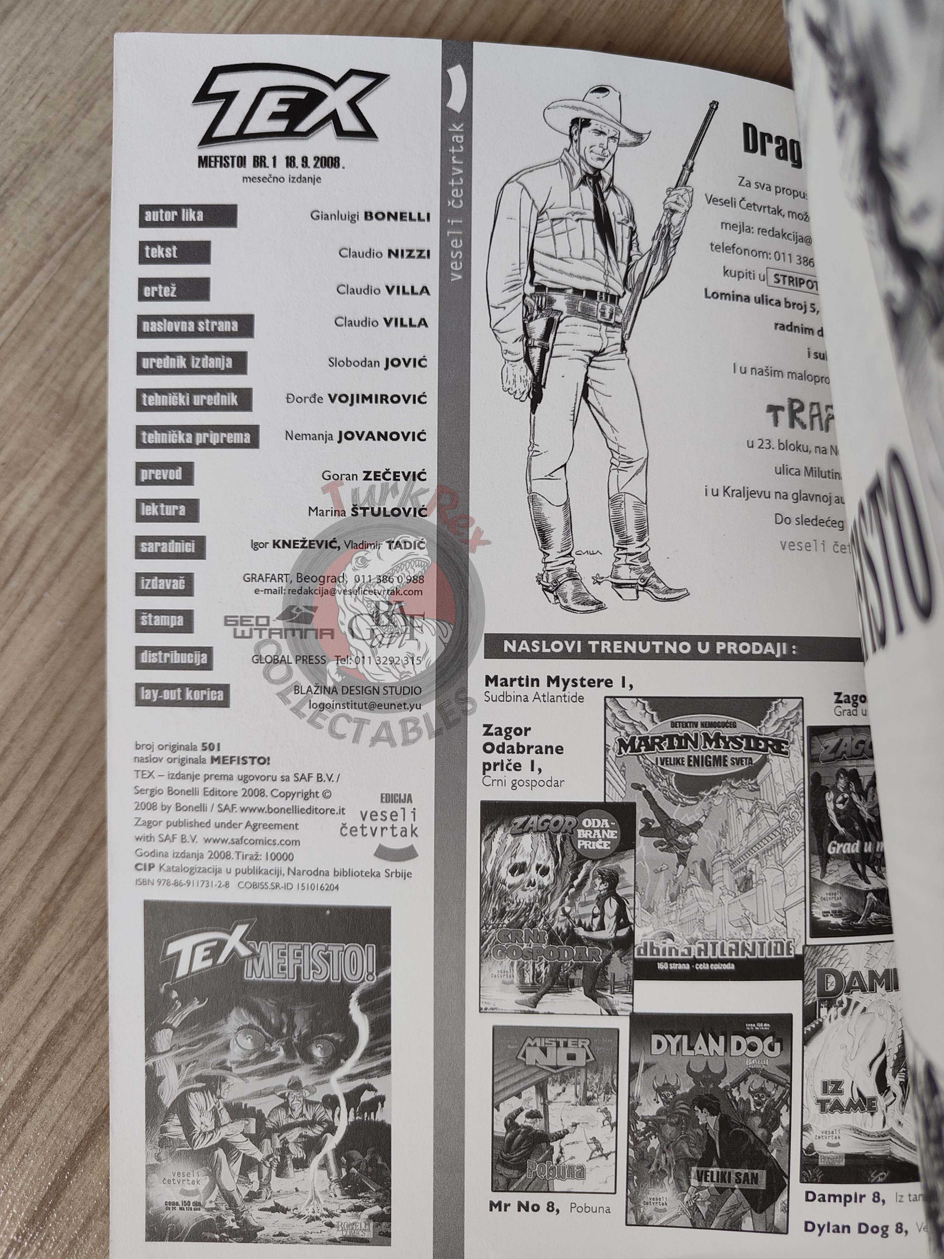 Tex #1 Mefisto 2004 Bosnian Comic Bosnia and Herzegovina Bonelli Willer #501