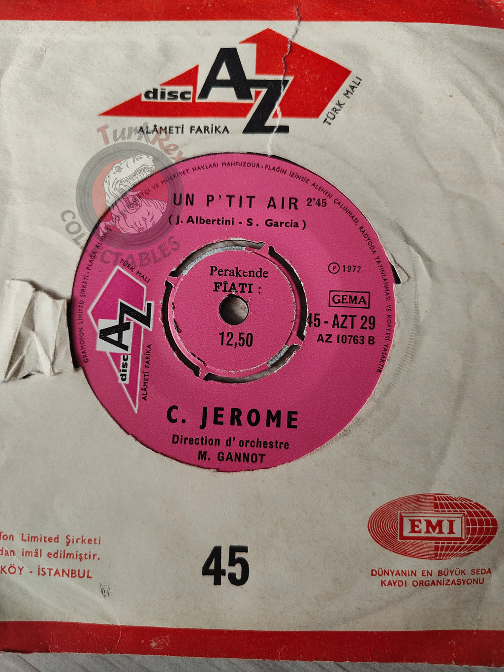 C. Jerome – Kiss Me / Un P'tit Air 7"  Turkish Pressing Vinyl Turkey Edition