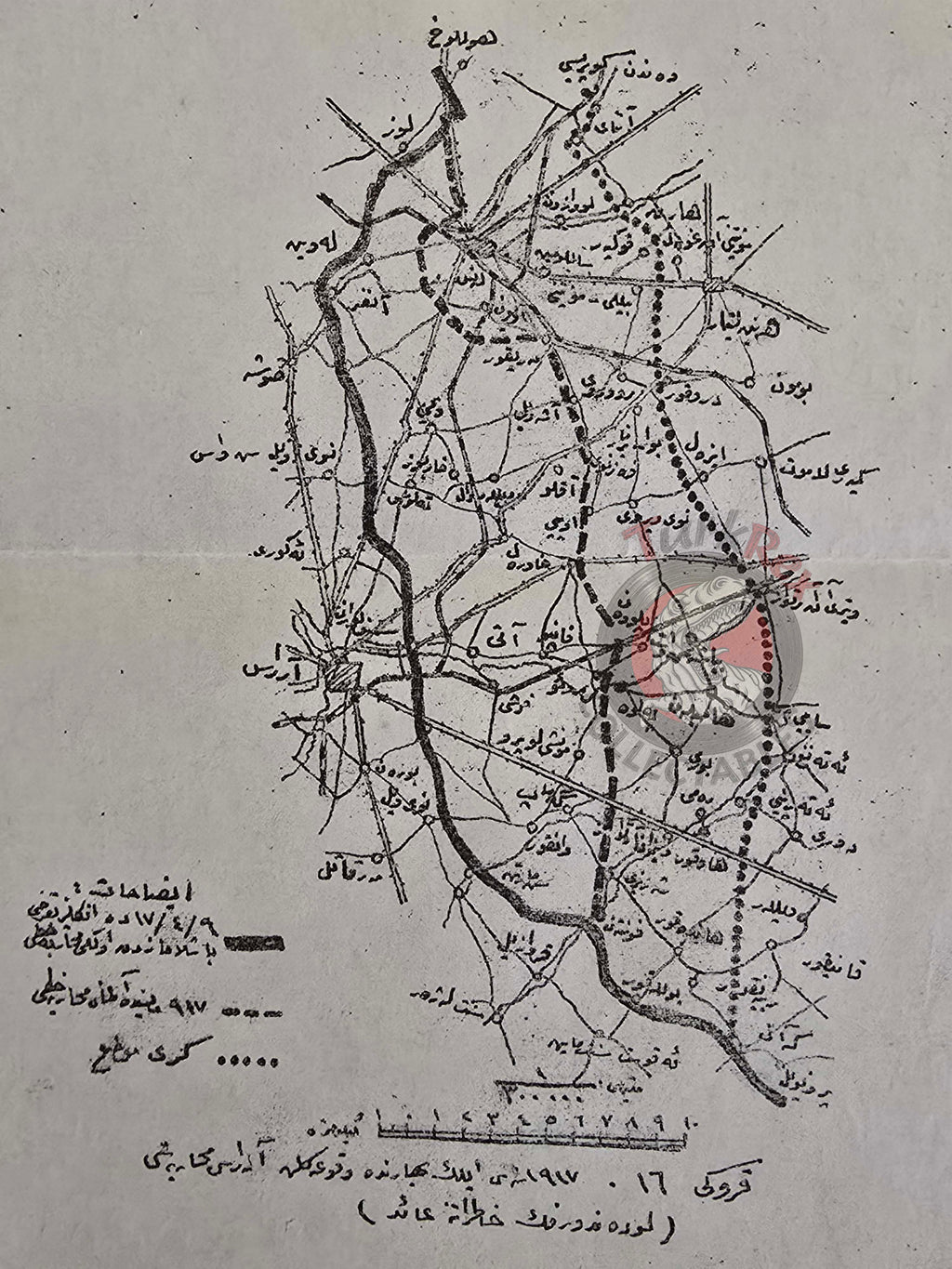 Ottoman Military Map of the Battle of the Arras WW1 Empire 1920s France War Army Western Front