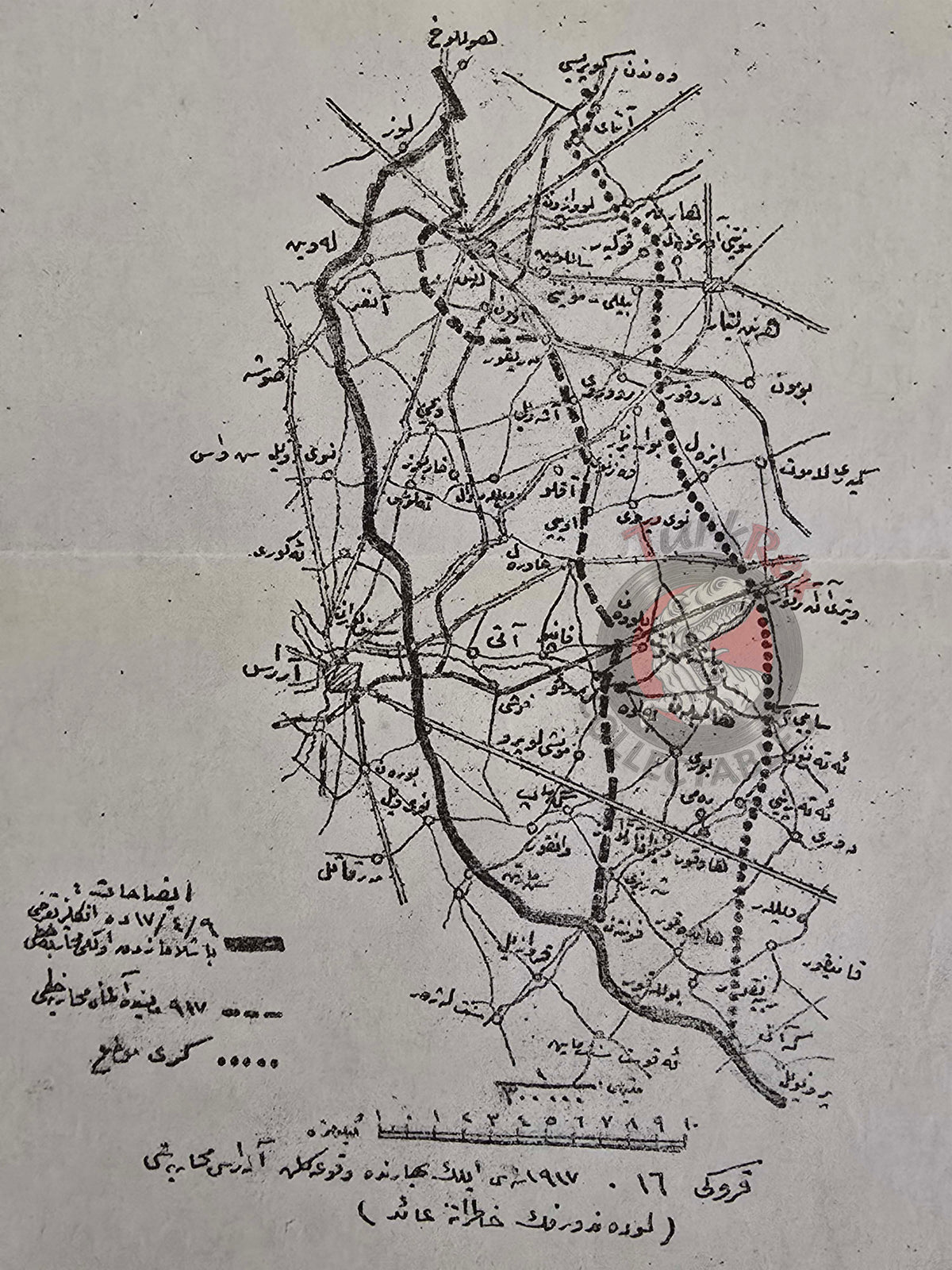 Ottoman Military Map of the Battle of the Arras WW1 Empire 1920s France War Army Western Front