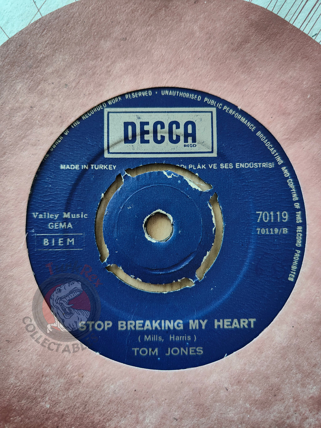 Tom Jones – I (Who Have Nothing) 7" Turkish Pressing Vinyl Turkey Edition