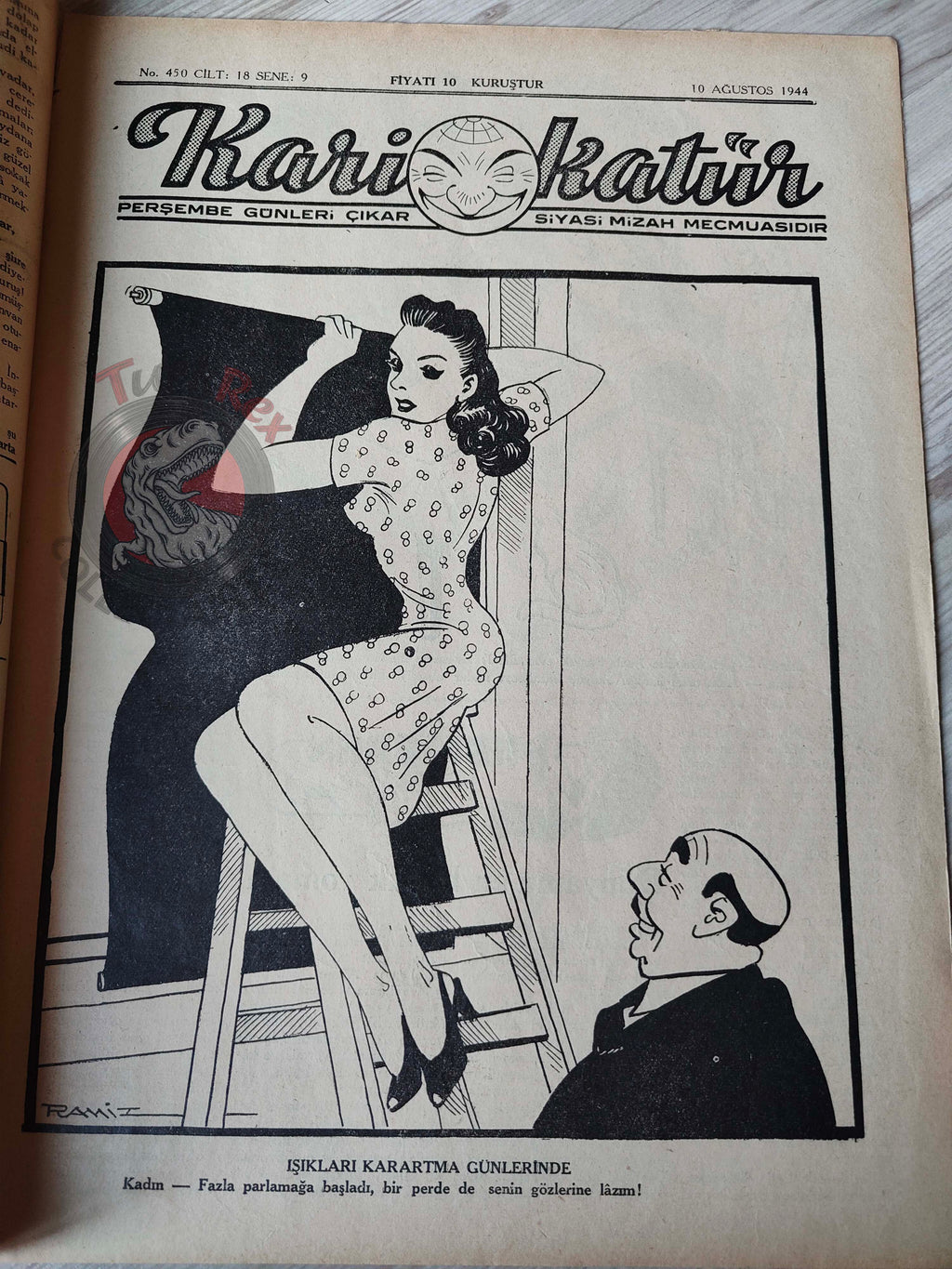 Karikatür 1944 Humor Magazine Turkish Turkey Defeat Germany WW2 era Bulgaria