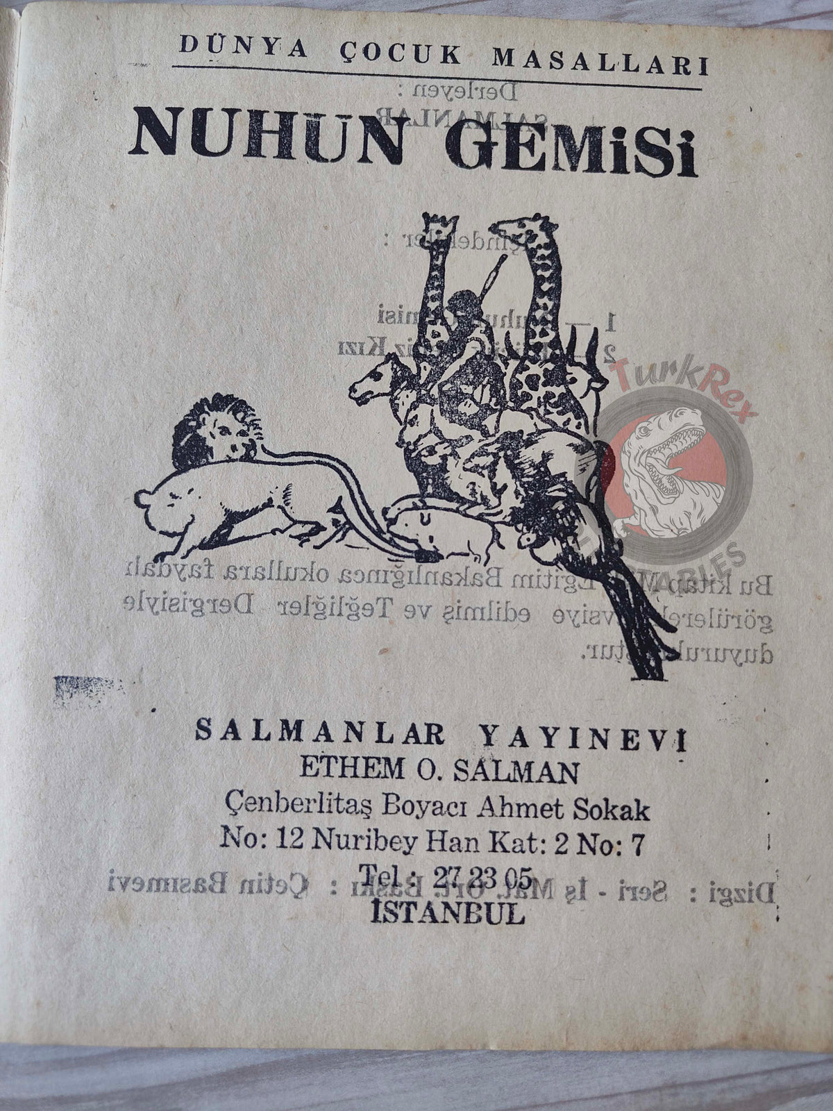 Noah’s Ark Genesis 1960s Turkish Book Turkey Illustrated Thumbelina