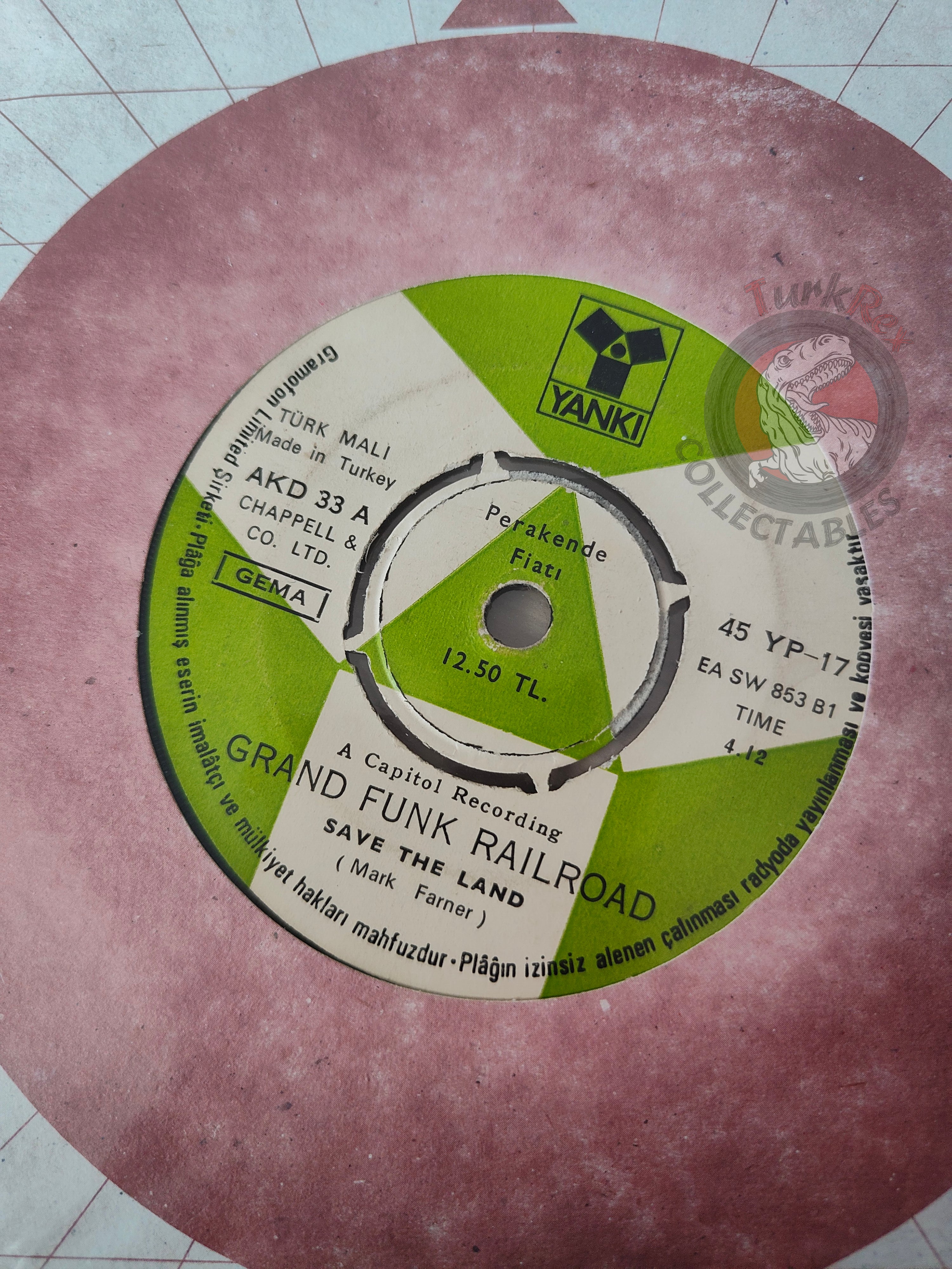 Grand Funk Railroad – Save The Land 7" Turkish Pressing Vinyl Turkey Edition