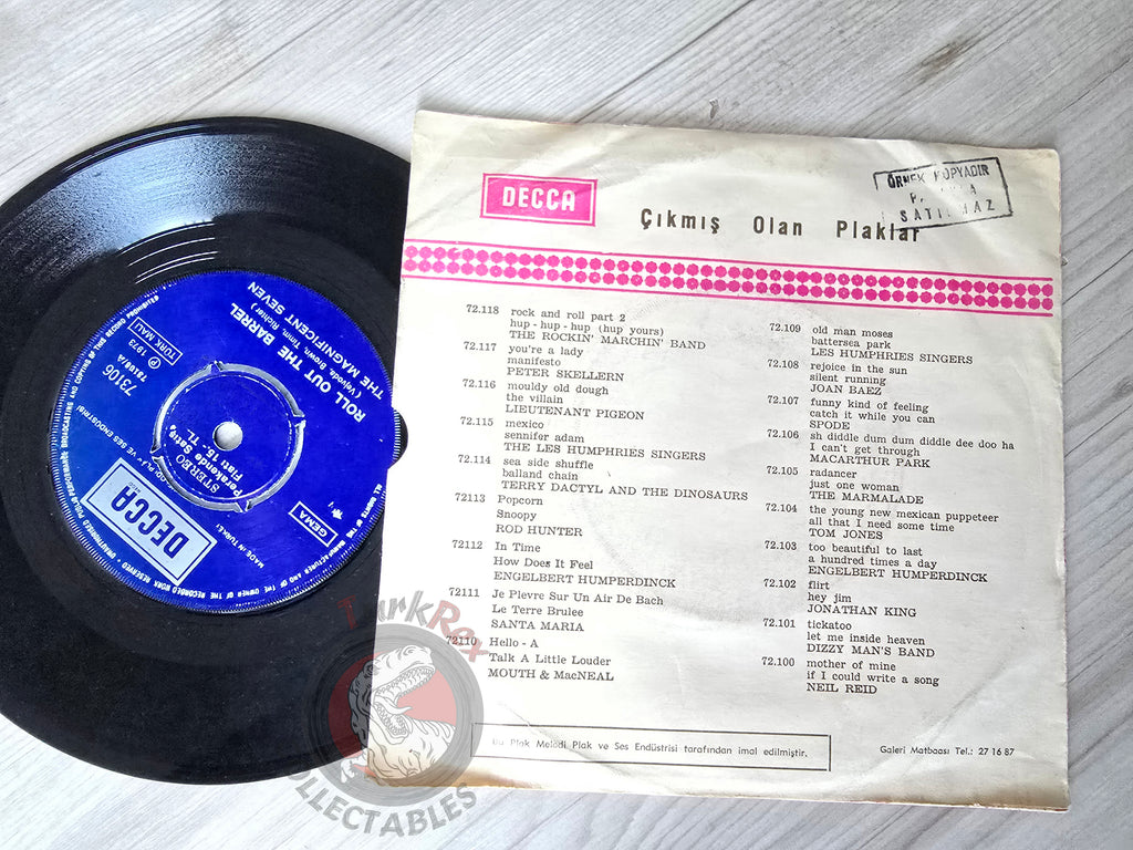 The Magnificent Seven – Roll Out The Barrel 7" Turkish Pressing Vinyl Turkey Edition Promo
