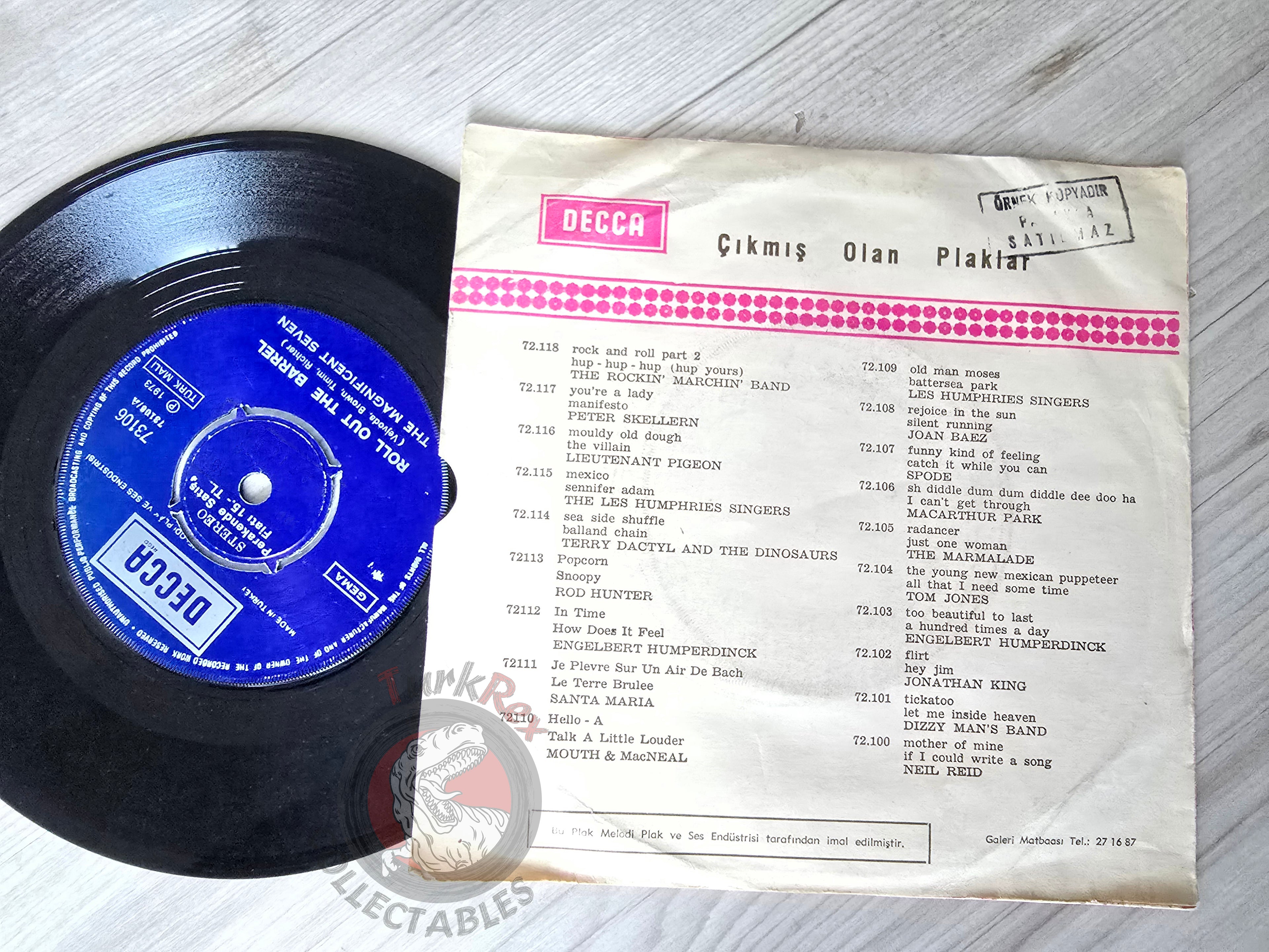 The Magnificent Seven – Roll Out The Barrel 7" Turkish Pressing Vinyl Turkey Edition Promo