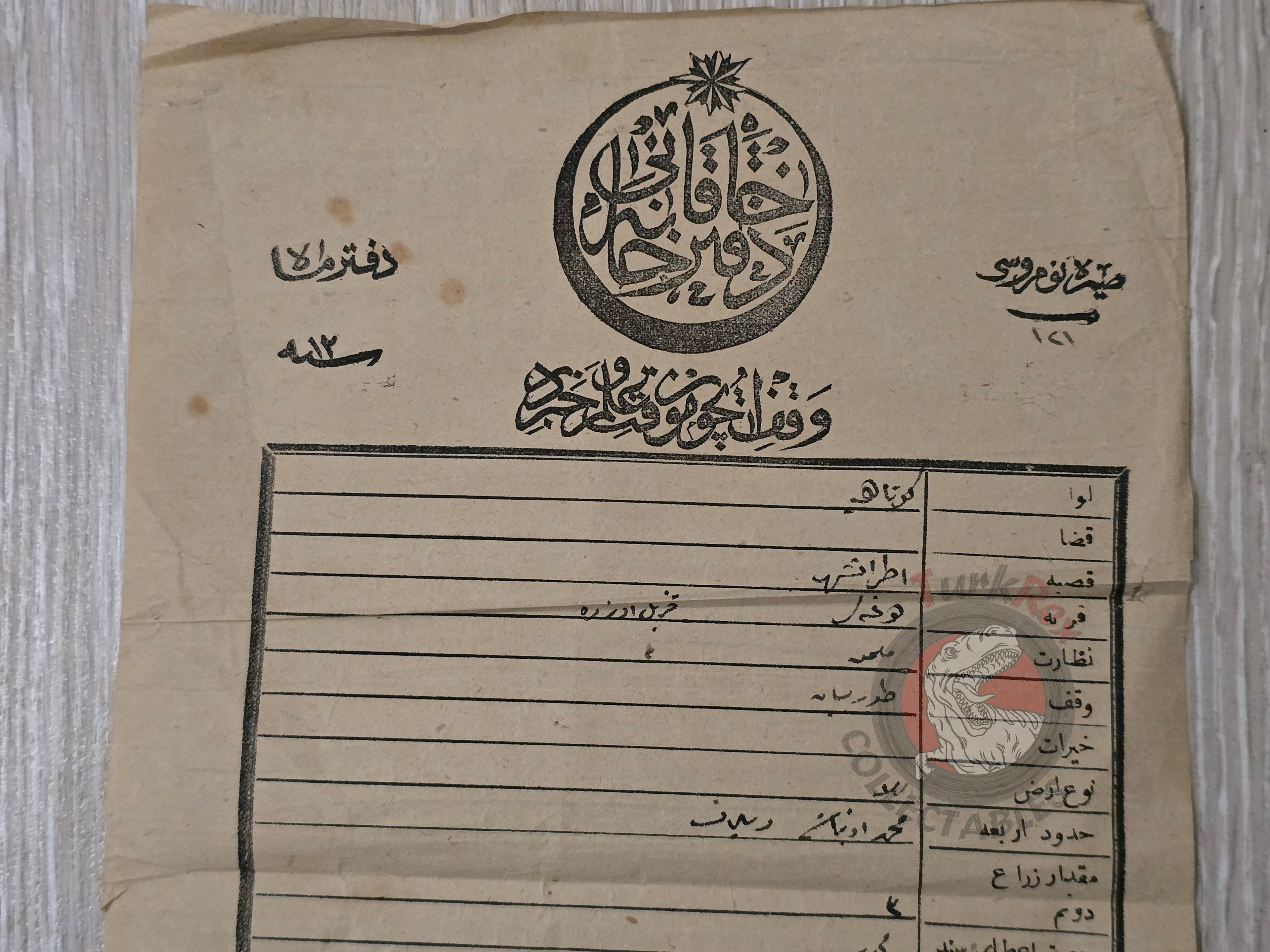 Ottoman 1879 Land Deed Kütahya Etrafşehir Title Deed Agricultural Plot