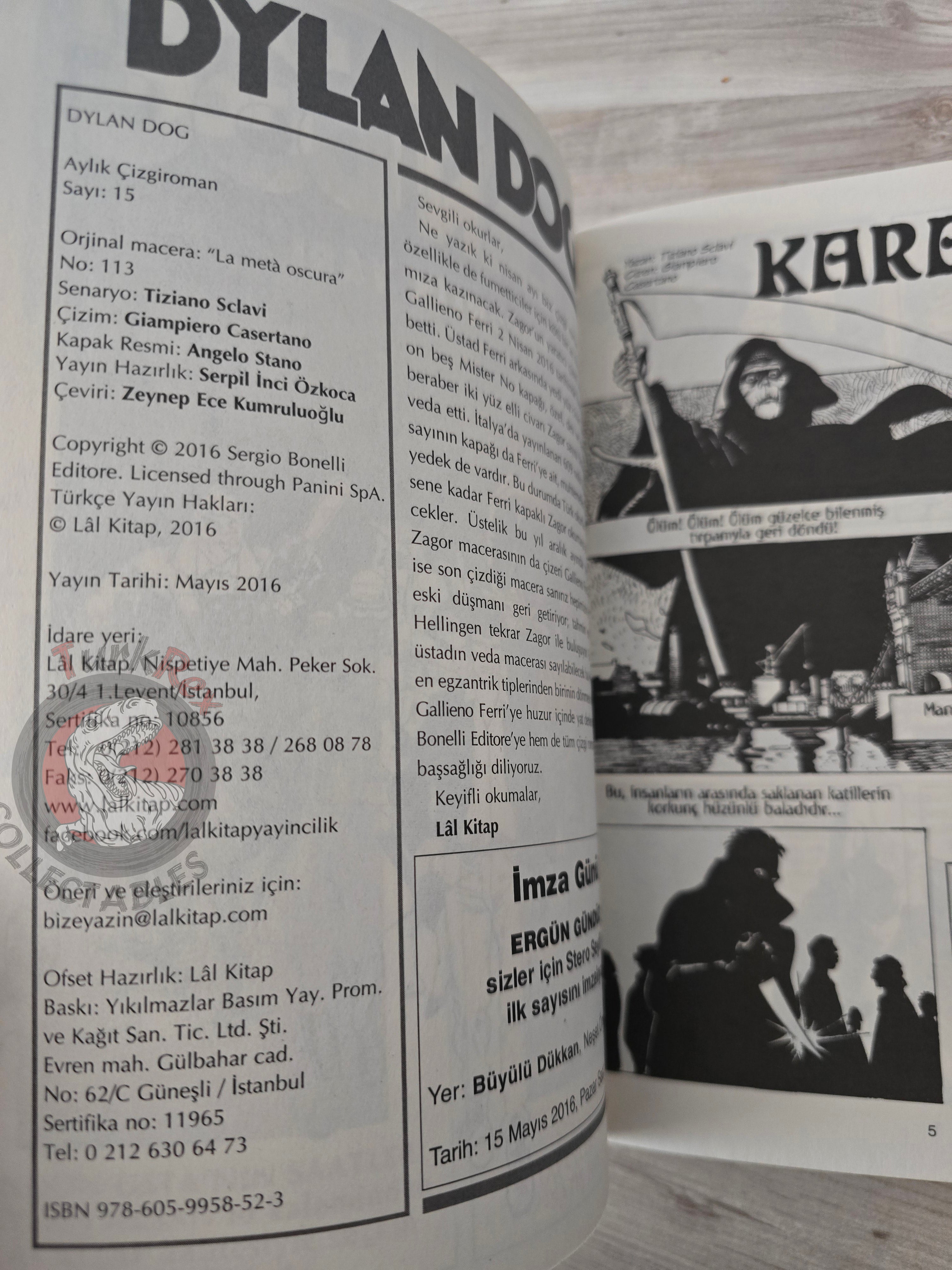 Dylan Dog #15 2016 Turkish Comic Turkey #113 La metà oscura