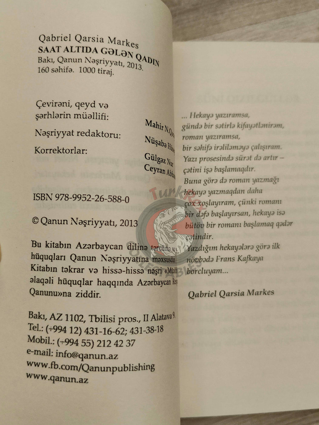 Gabriel García Márquez – La Mujer Que Llegaba A Las Seis 2013 Azerbaijani Book Azerbaijan