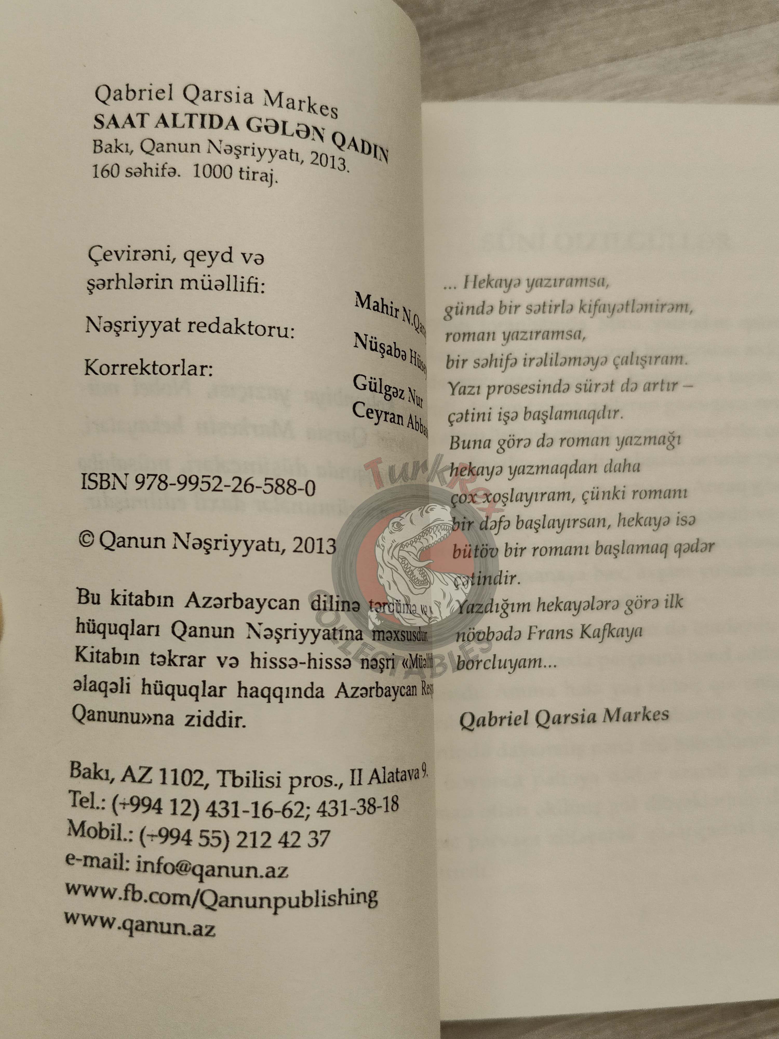 Gabriel García Márquez – La Mujer Que Llegaba A Las Seis 2013 Azerbaijani Book Azerbaijan