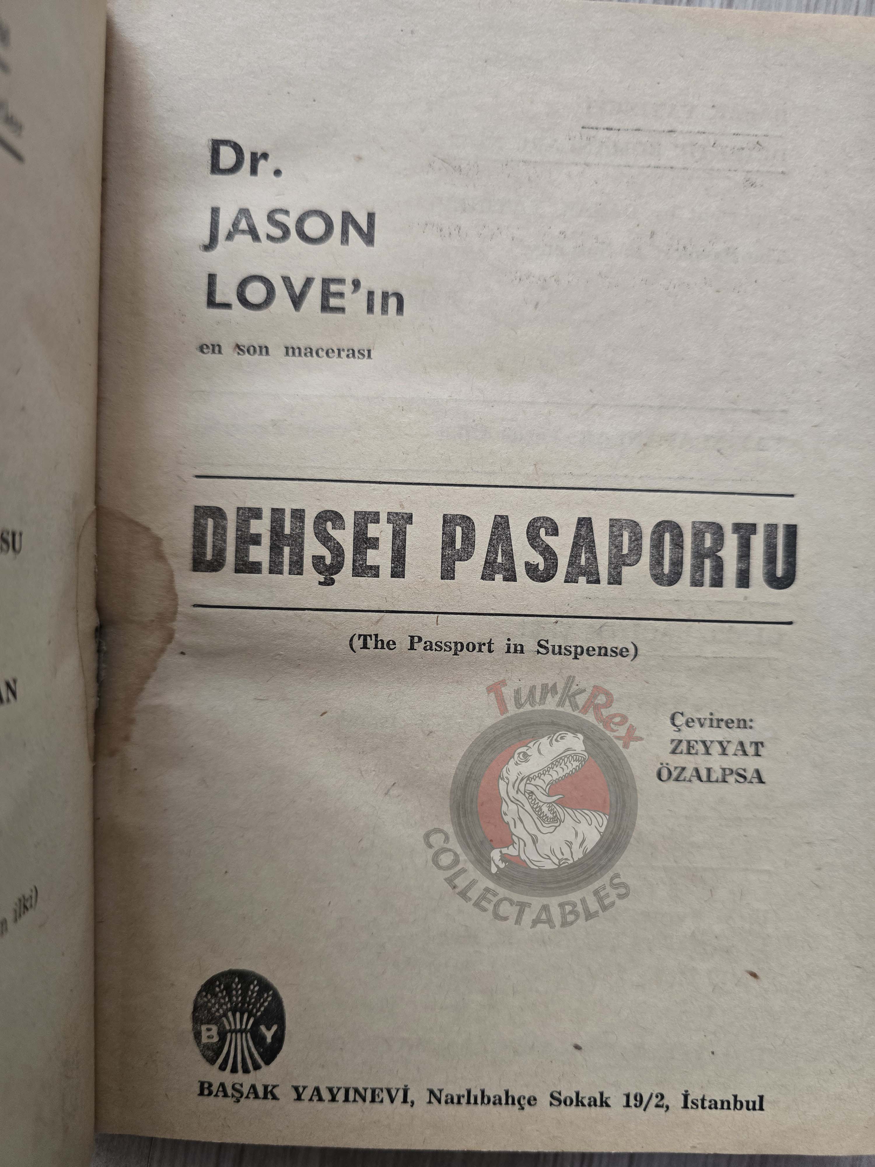 James Leasor – The Passport in Suspense 1967 1st Turkish Book Turkey Jason Love