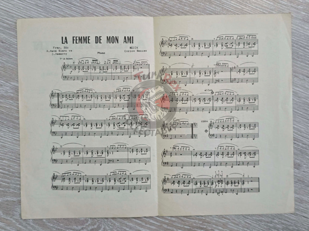 Enrico Macias – La Femme de Mon Ami Turkish Vintage Musical Notes Sheet Turkey Juanito