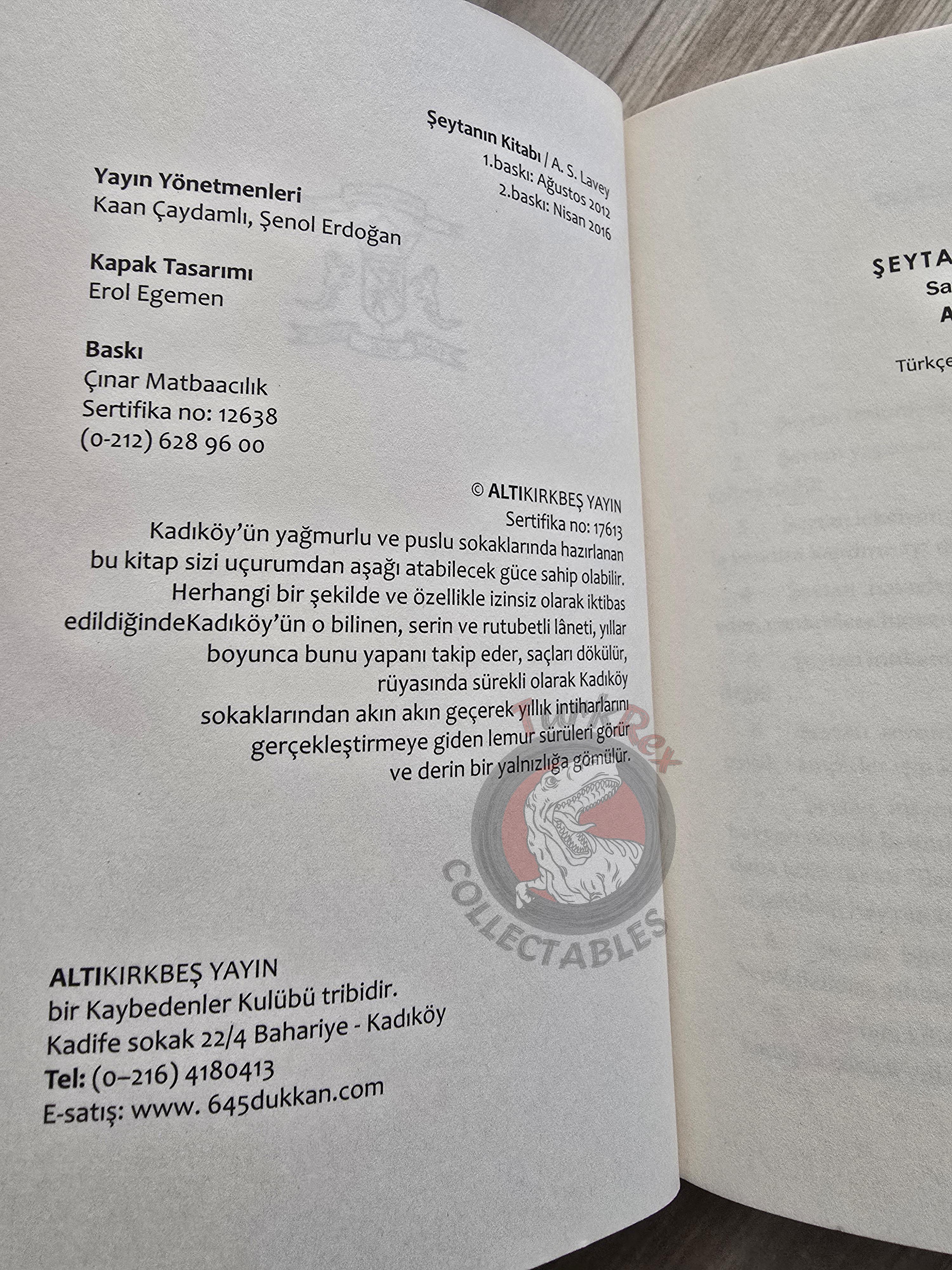 Anton LaVey – The Satanic Bible 2016 Turkish Book Turkey