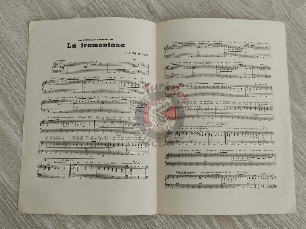 Antoine & Gianni Pettenati – La Tramontana Turkish Vintage Musical Notes Sheet Turkey Sanremo