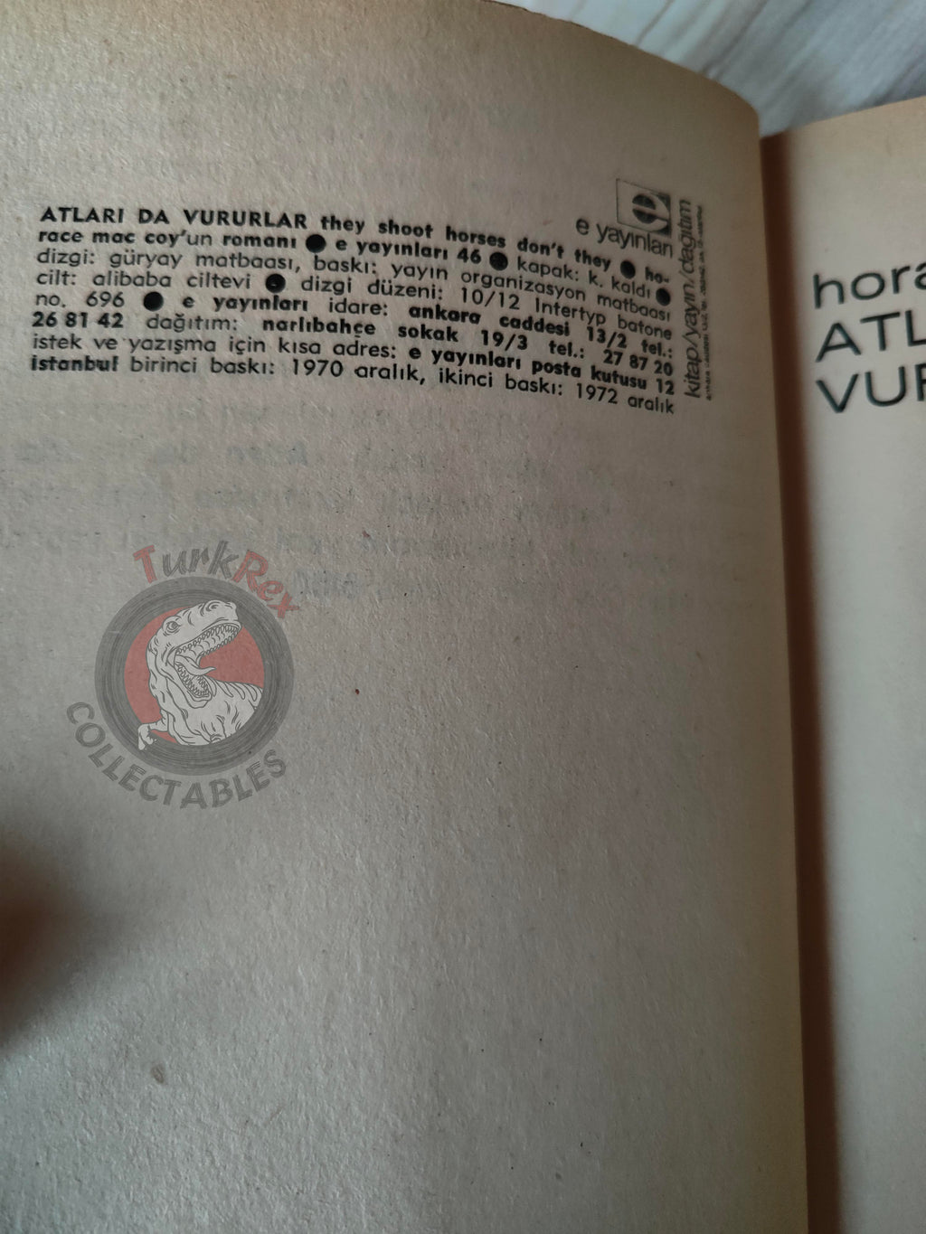 Horace McCoy – They Shoot Horses, Don't They? 1972 Turkish Book Turkey
