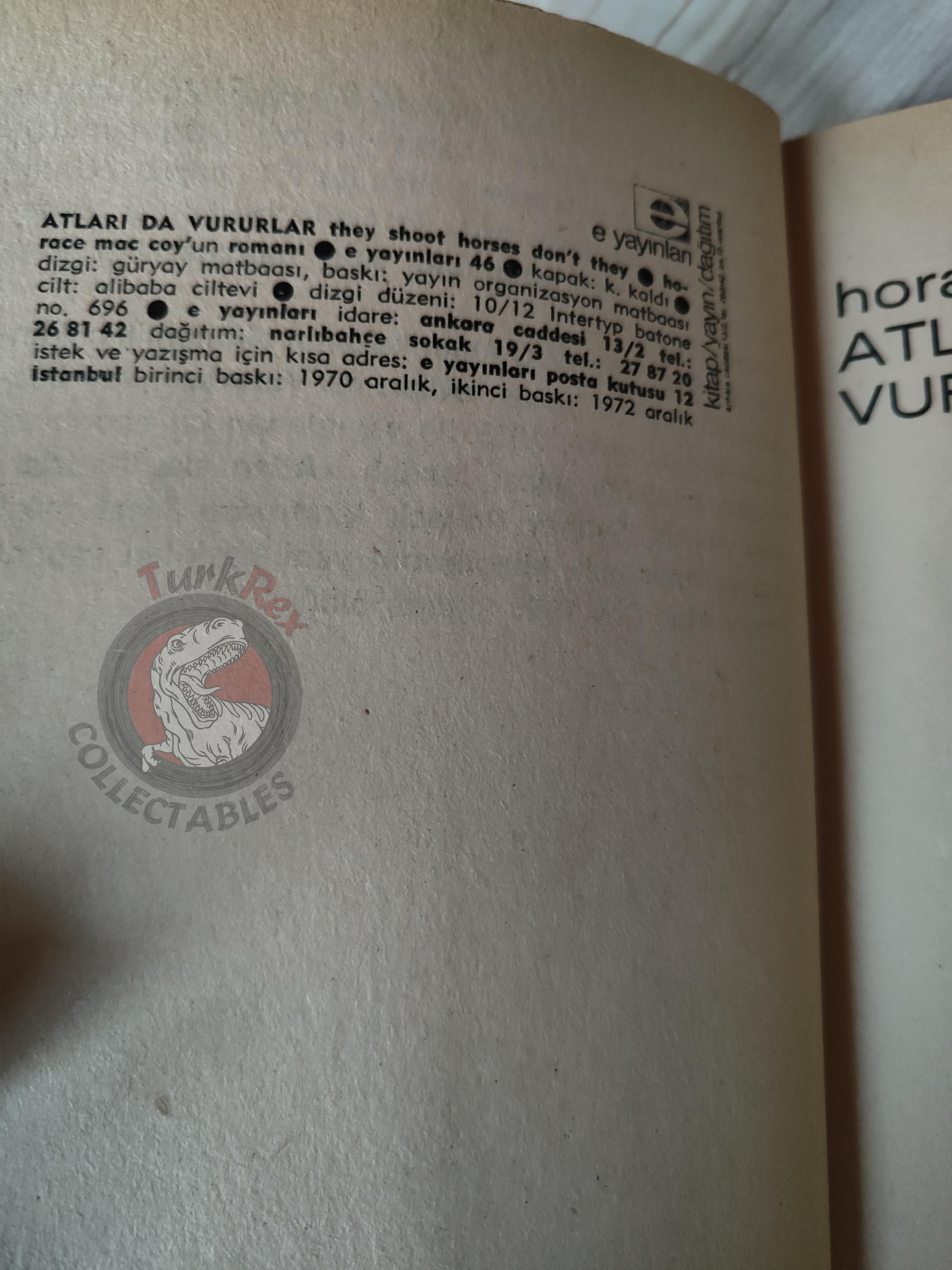 Horace McCoy – They Shoot Horses, Don't They? 1972 Turkish Book Turkey