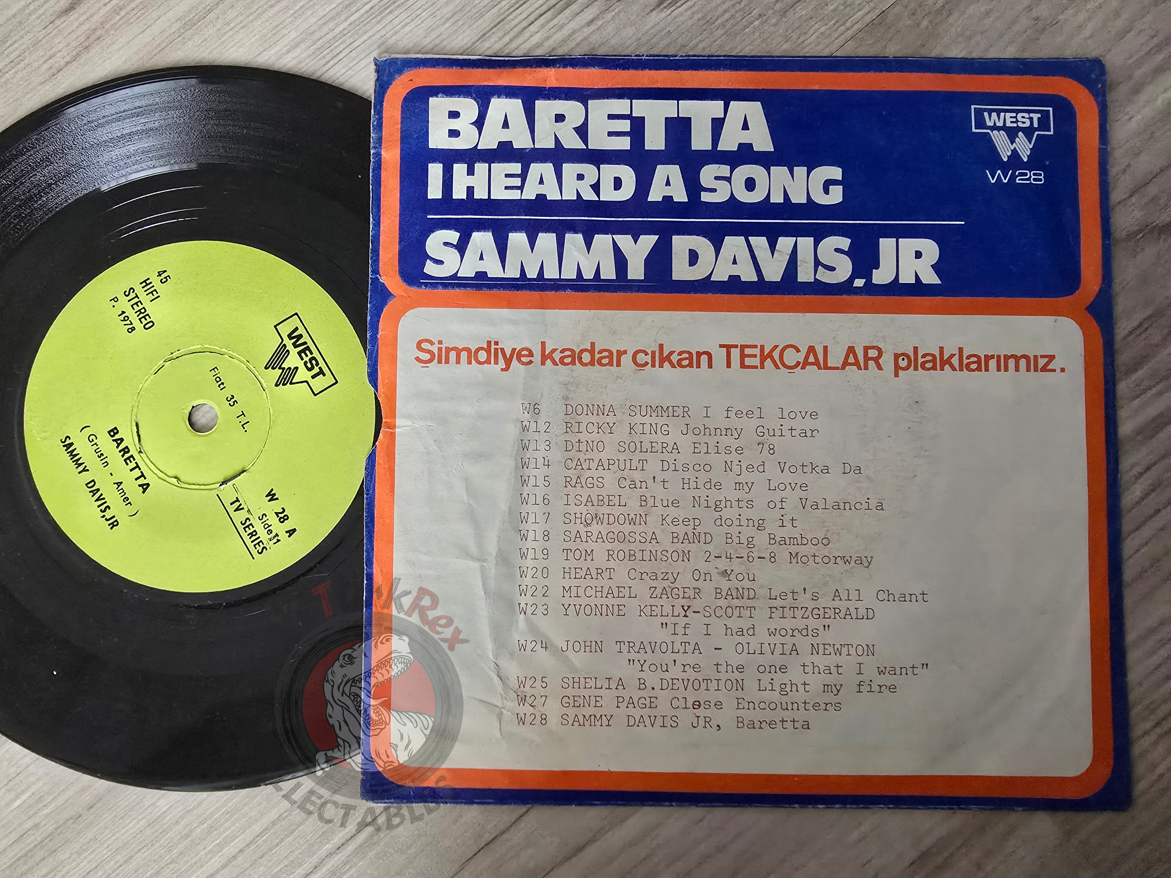 Sammy Davis Jr – Baretta / I Heard A Song 7" Turkish Pressing Vinyl Turkey Edition