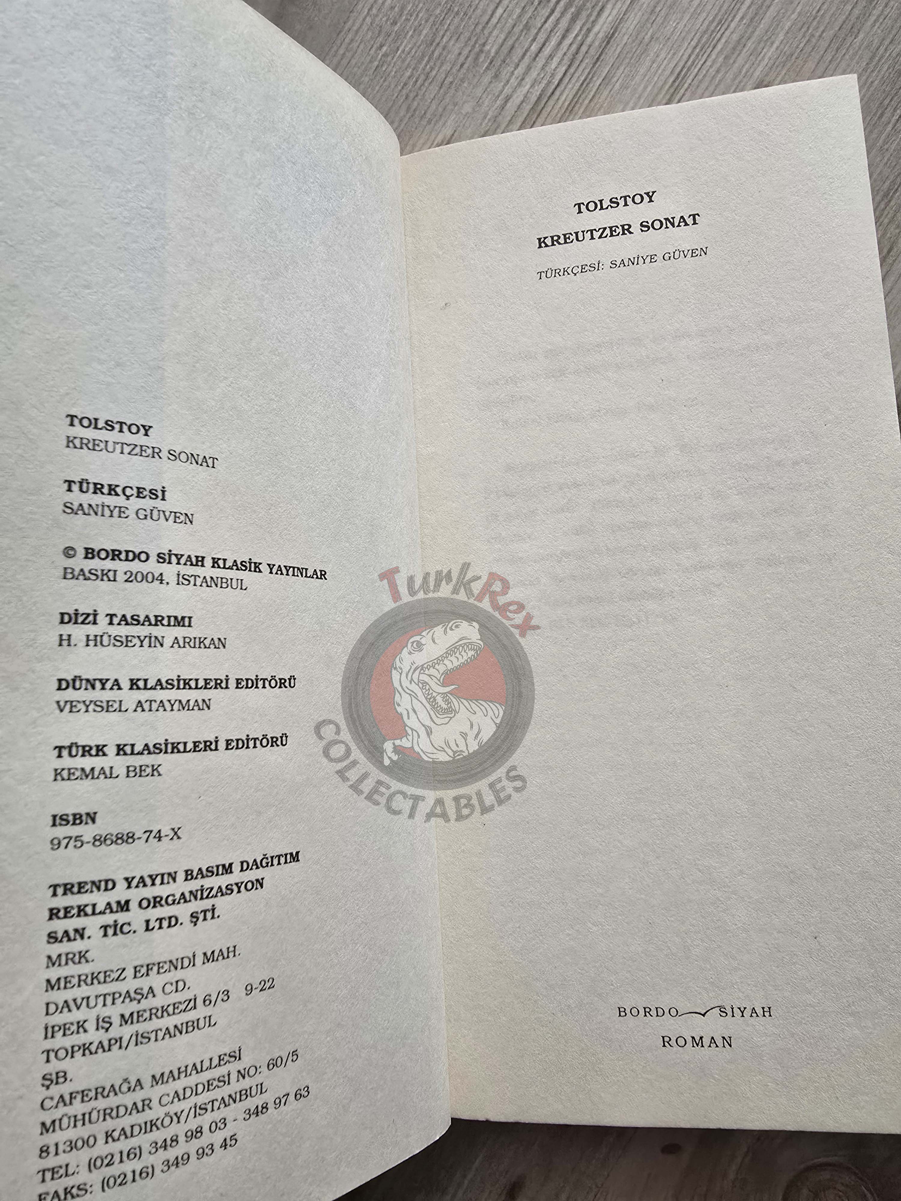 Leo Tolstoy –  The Kreutzer Sonata 2004 Turkish Book Turkey
