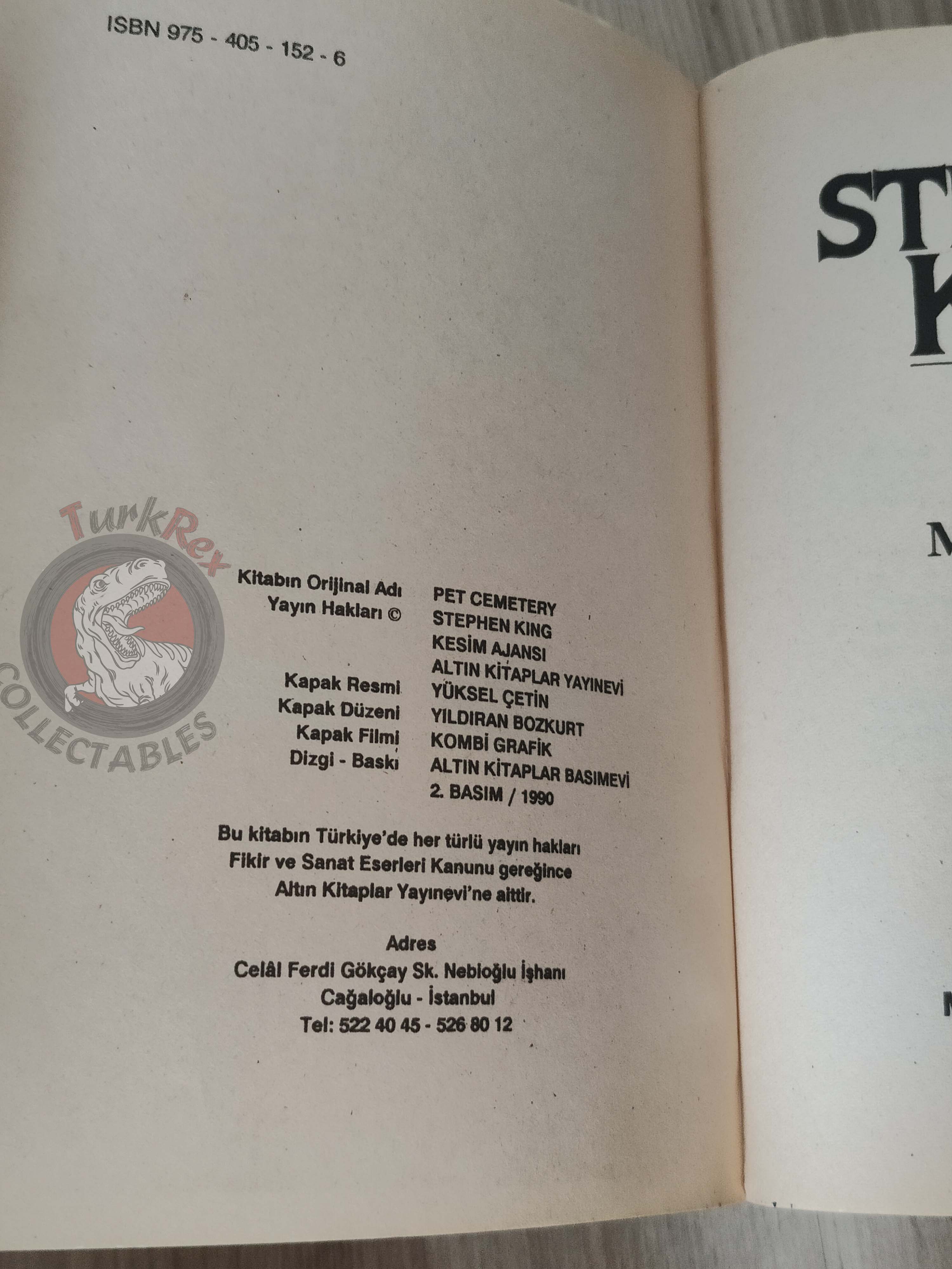 Stephen King – Pet Sematary 1990 Turkish Book Turkey