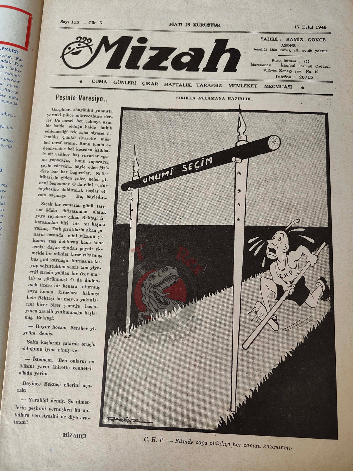 Mizah 1948 Humor Magazine Turkish Turkey His Master’s Voice