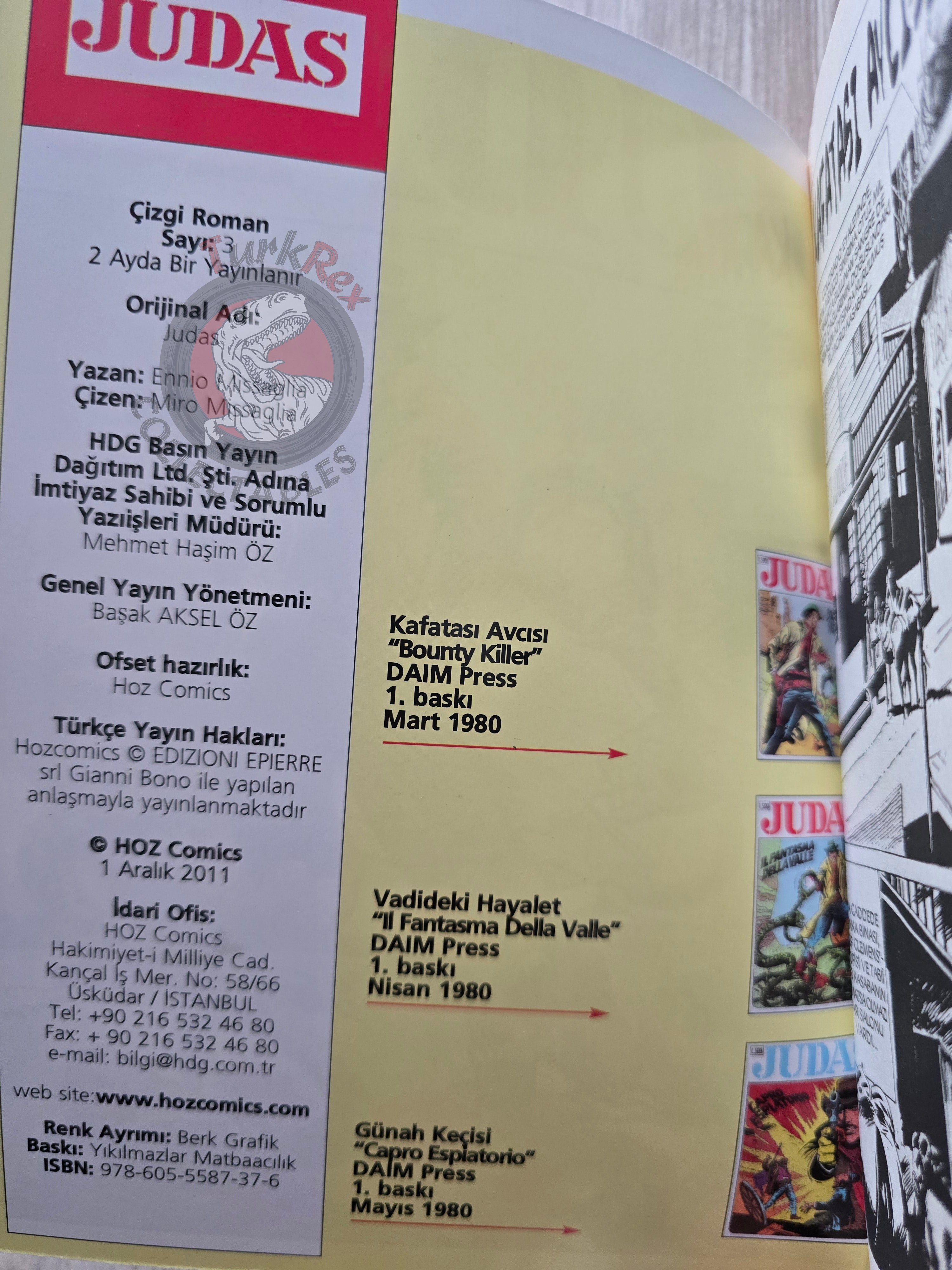 Judas Volume #3 Turkish Edition Comic Turkey #7 #8 #9