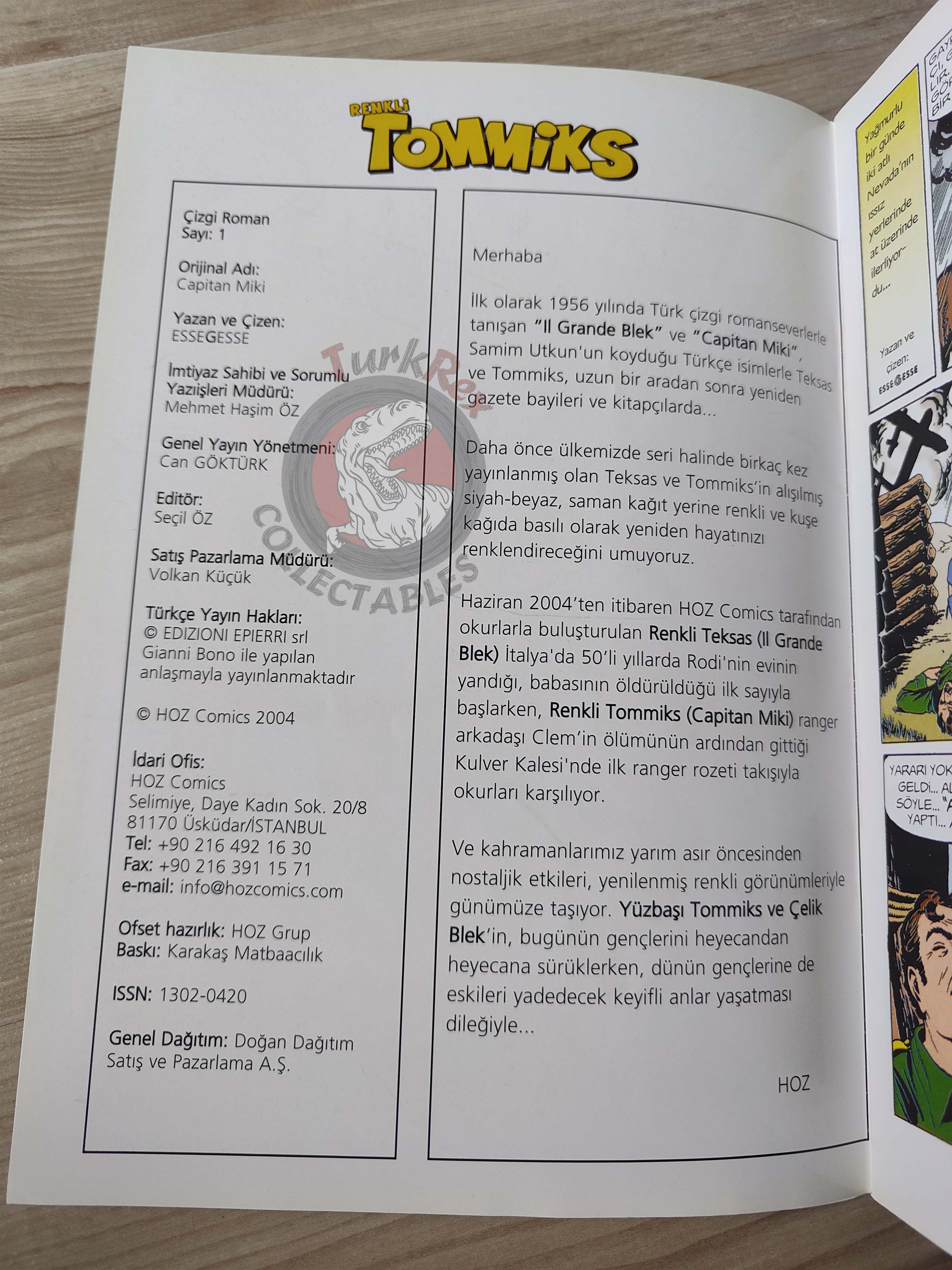 Capitan Miki #1 Il Ranger del Nevada Turkish Comic Turkey EsseGesse Colored