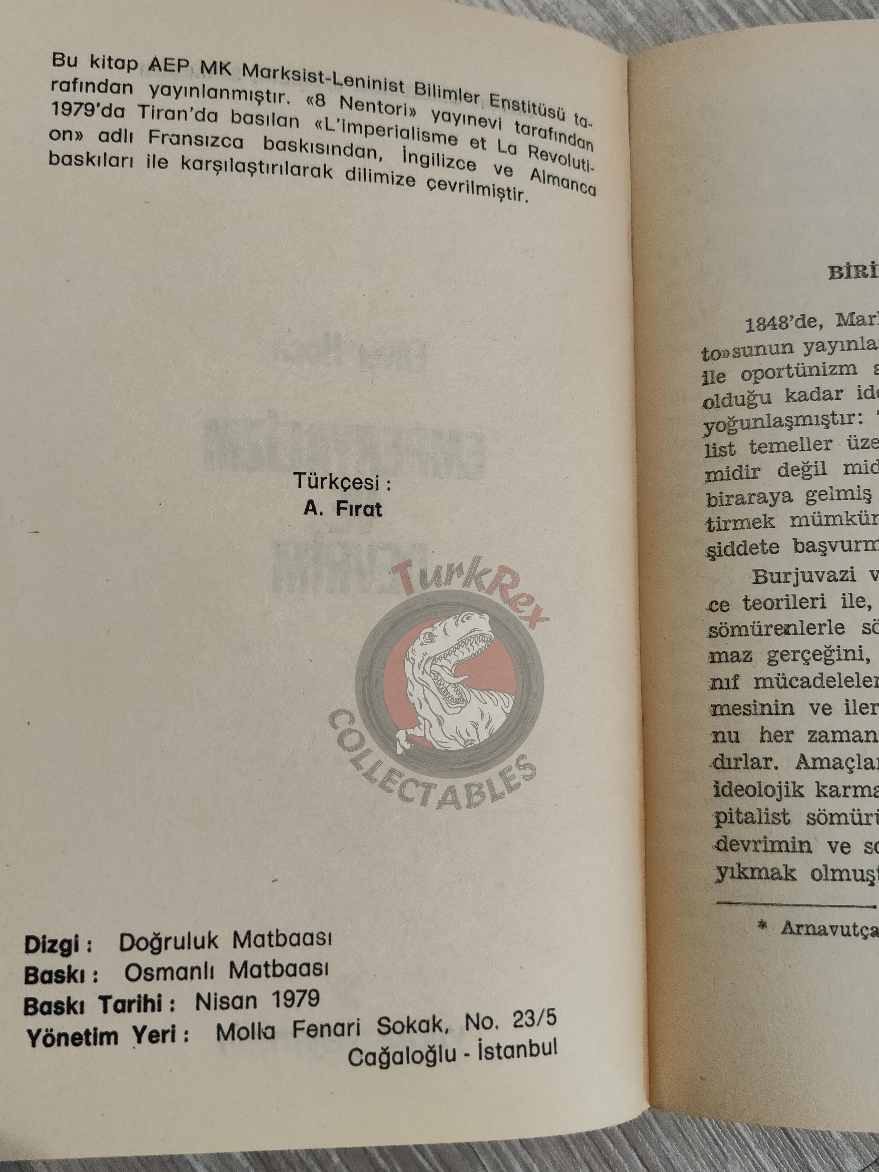 Enver Hoxha – Imperialism and the Revolution 1979 1st Turkish Book Turkey Albania