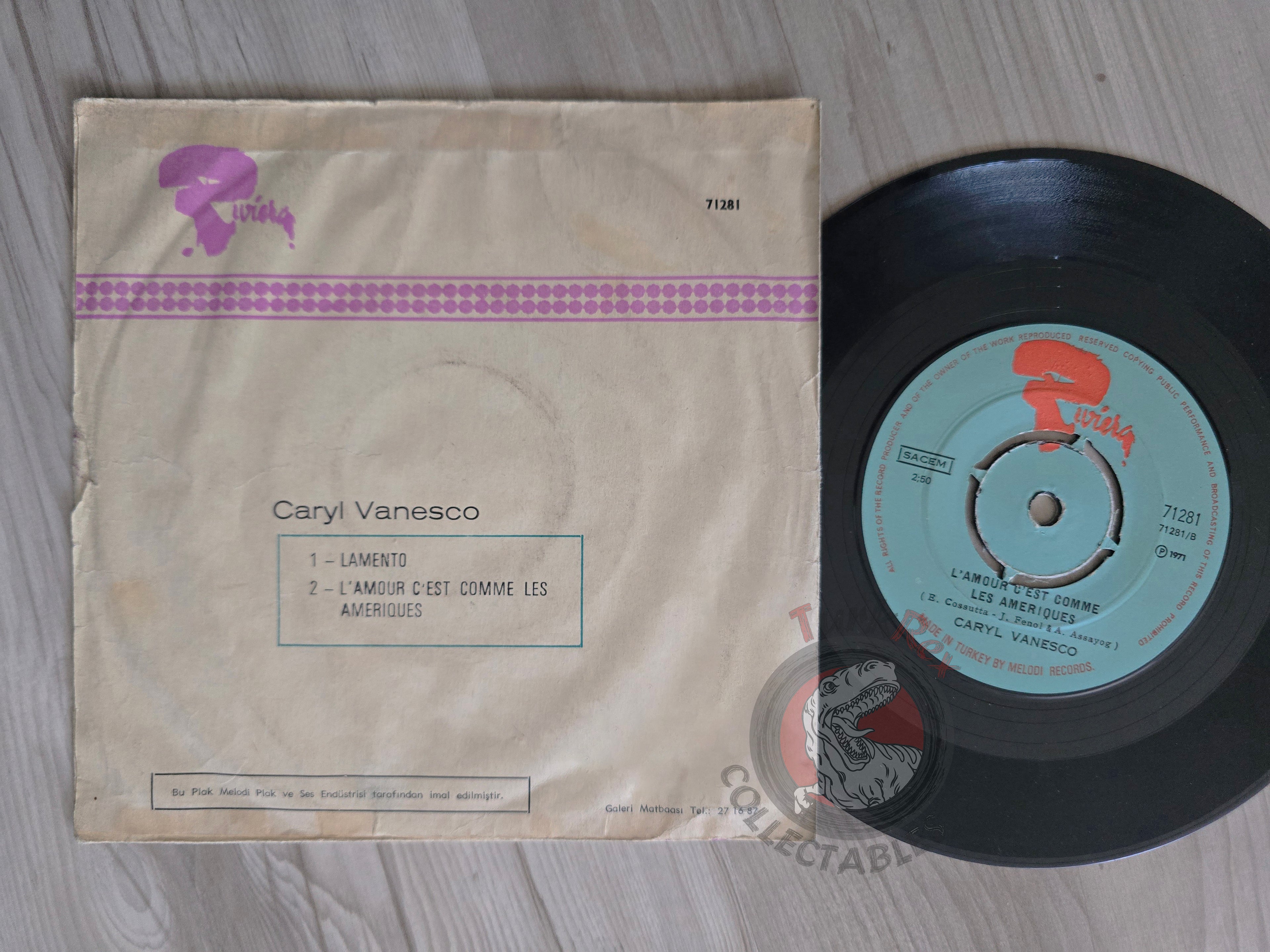 Caryl Vanesco – Lamento 7" Turkish Pressing Vinyl Turkey Edition