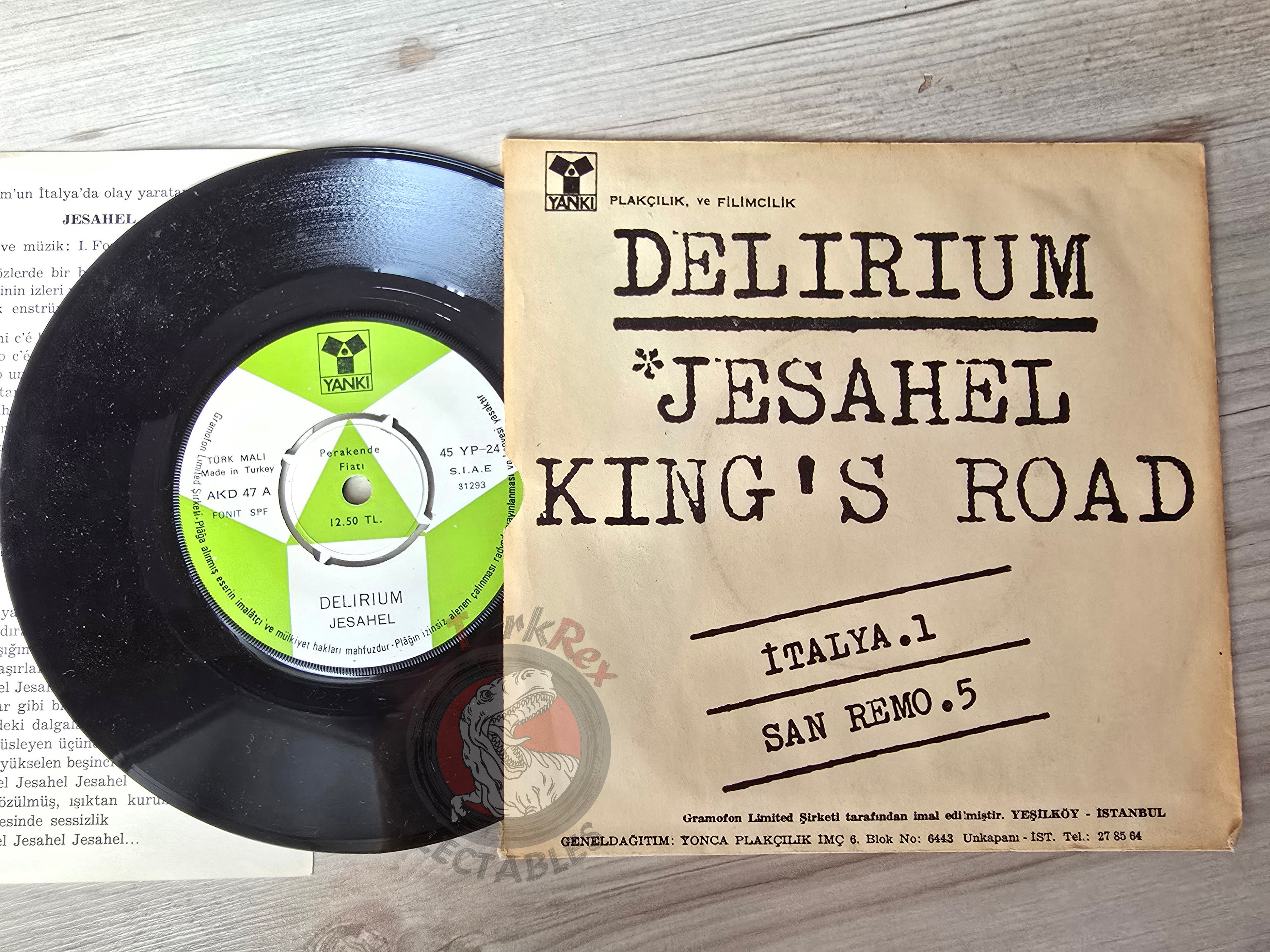 Delirium – Jesahel / King's Road 7" Turkish Pressing Vinyl Turkey Edition Sanremo