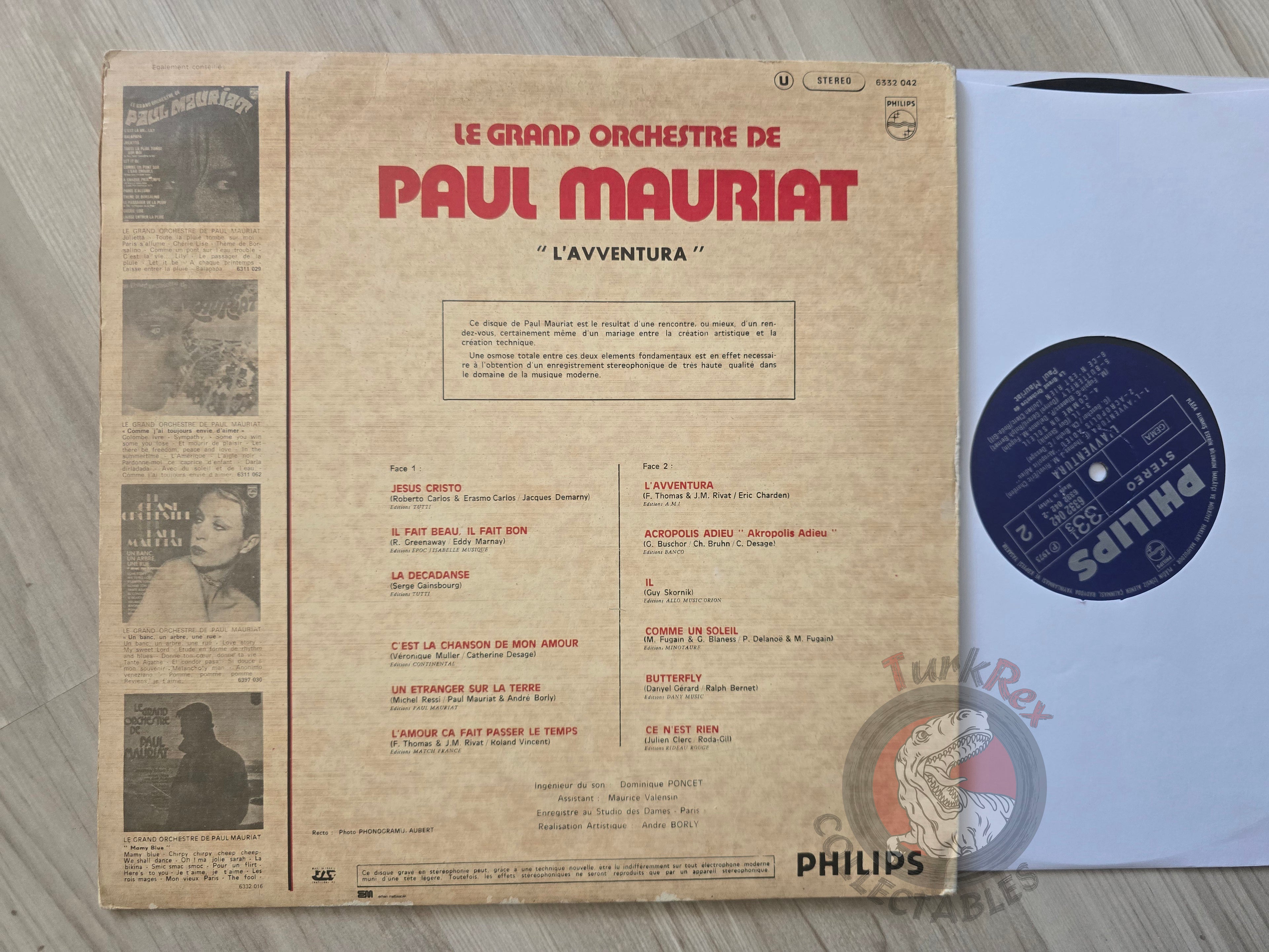 Paul Mauriat –  L'Avventura Turkish Pressing Vinyl Turkey Edition