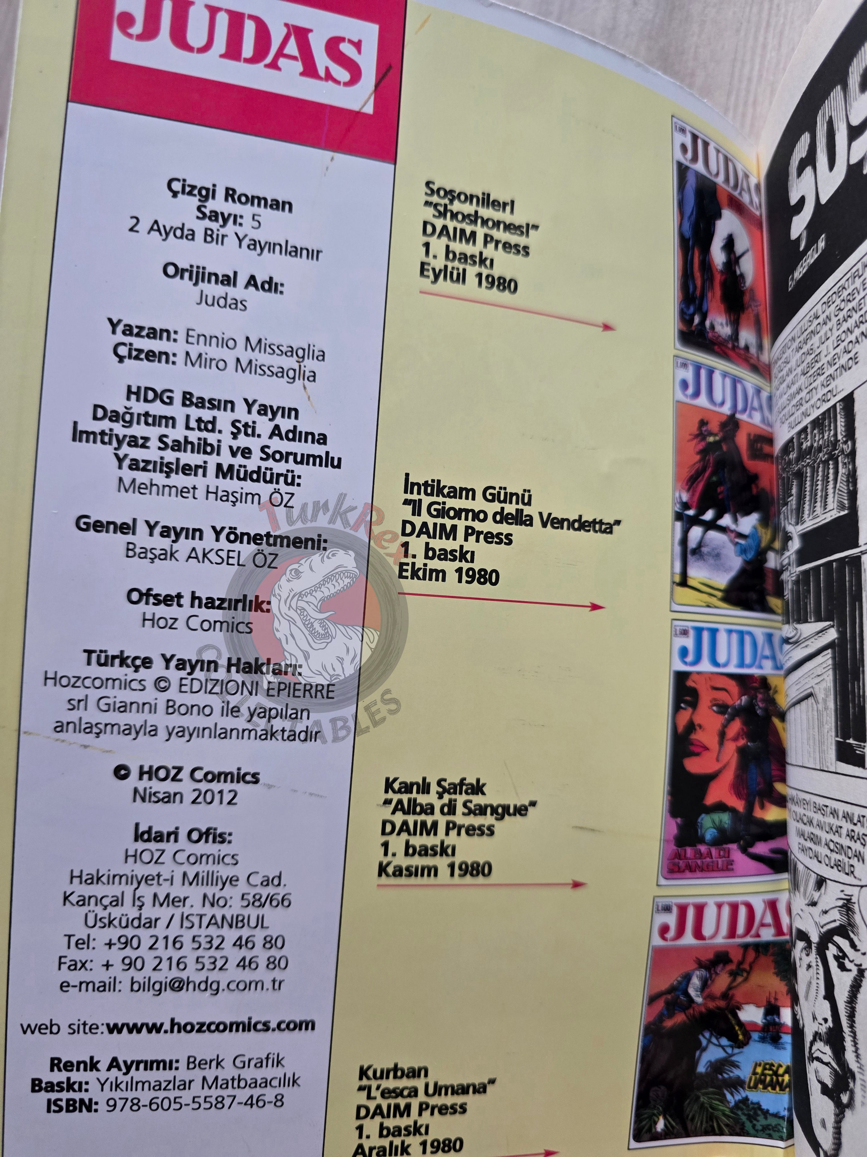 Judas Volume #5 Turkish Edition Comic Turkey #13 #14 #15 #16