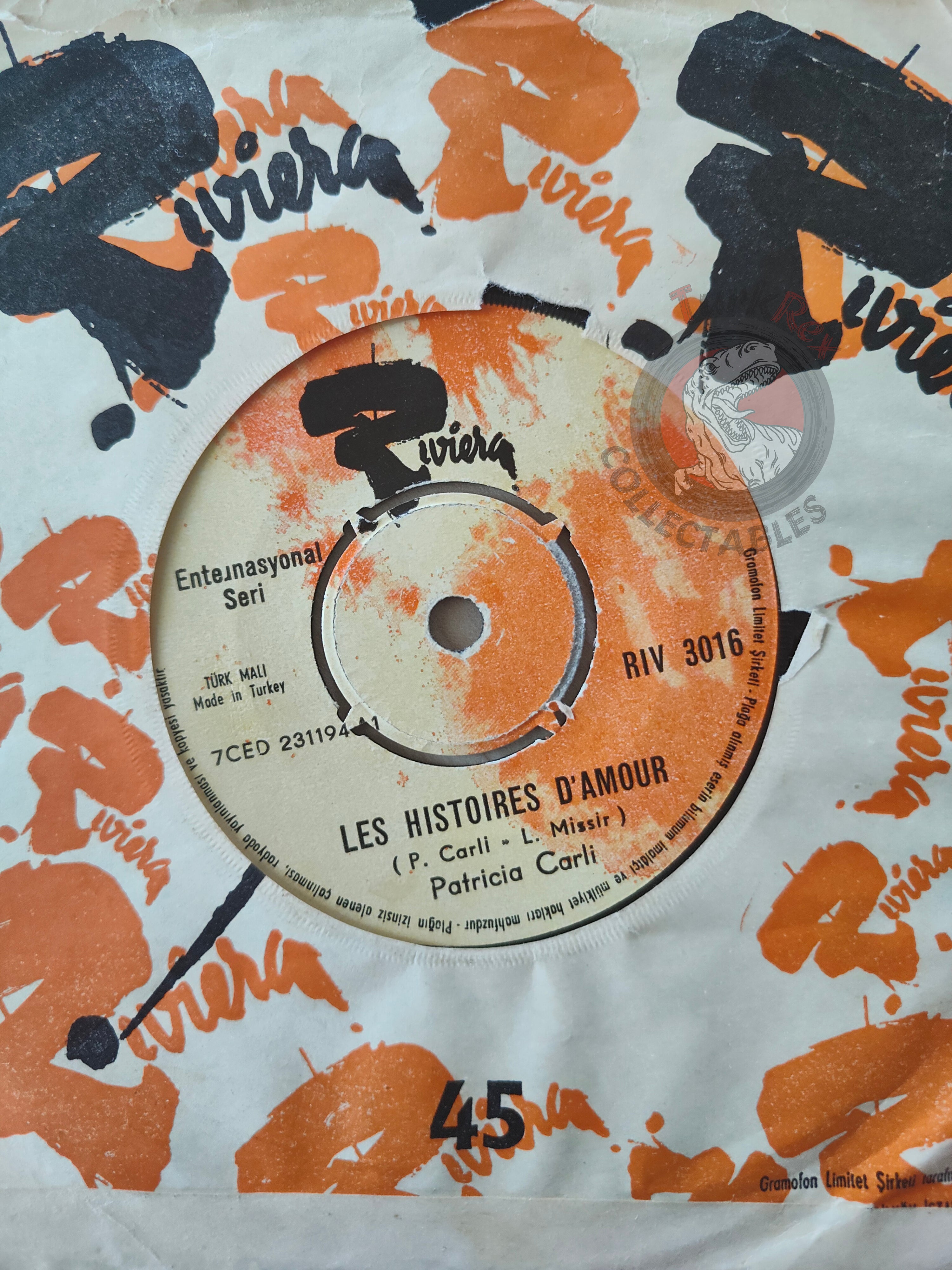 Patricia Carli – Les Histoires D'Amour 7" Turkish Pressing Vinyl Turkey Edition
