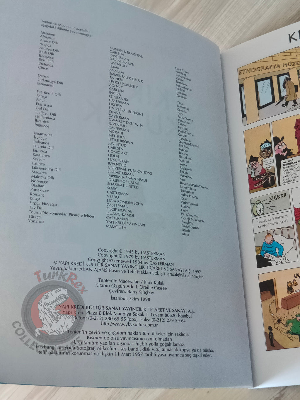 Tintin – The Broken Ear 1998 Turkish Edition Comic Turkey 2nd YKY