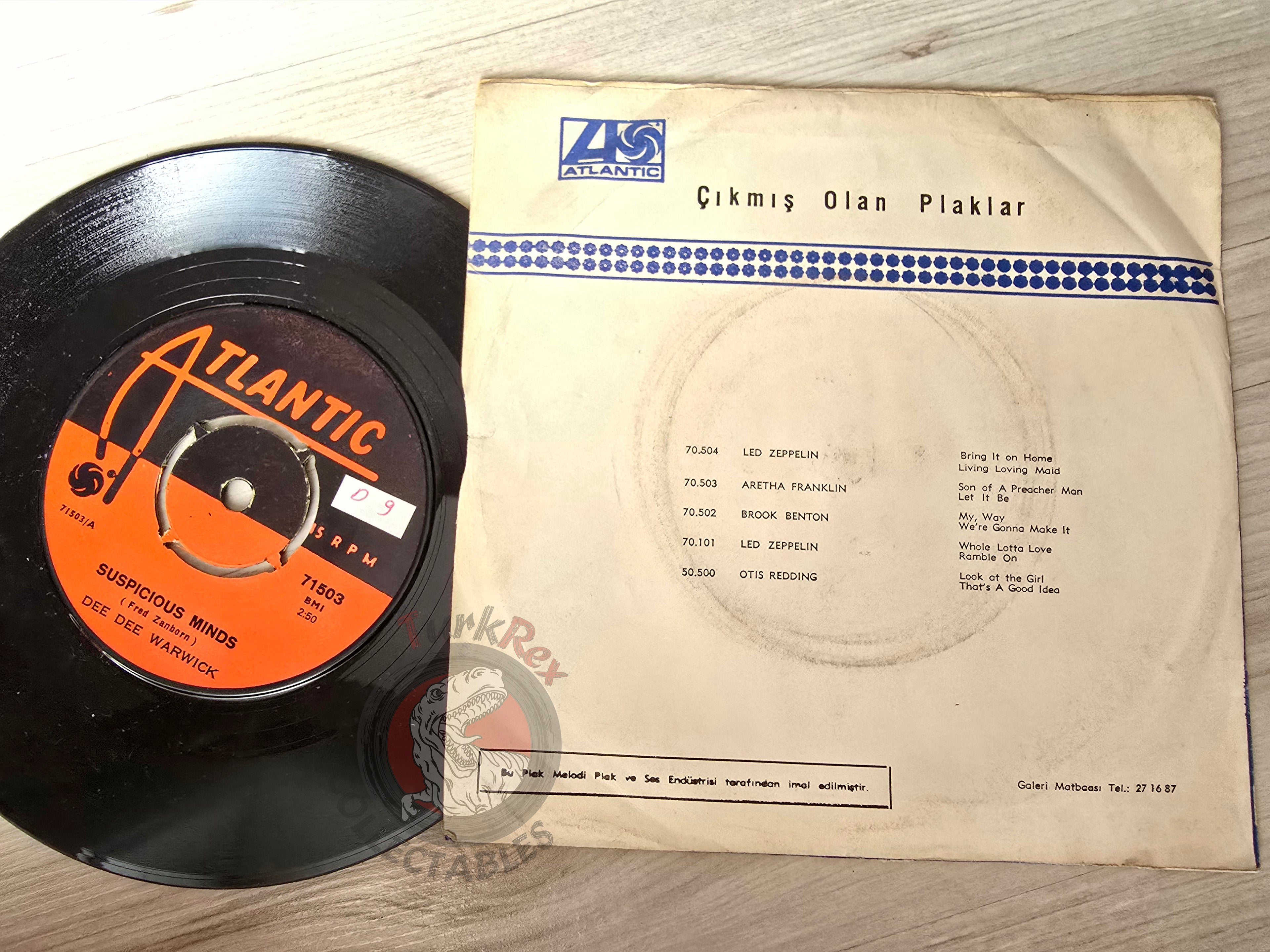 Dee Dee Warwick With The Dixie Flyers – Suspicious Minds 7" Turkish Pressing Vinyl Turkey Edition