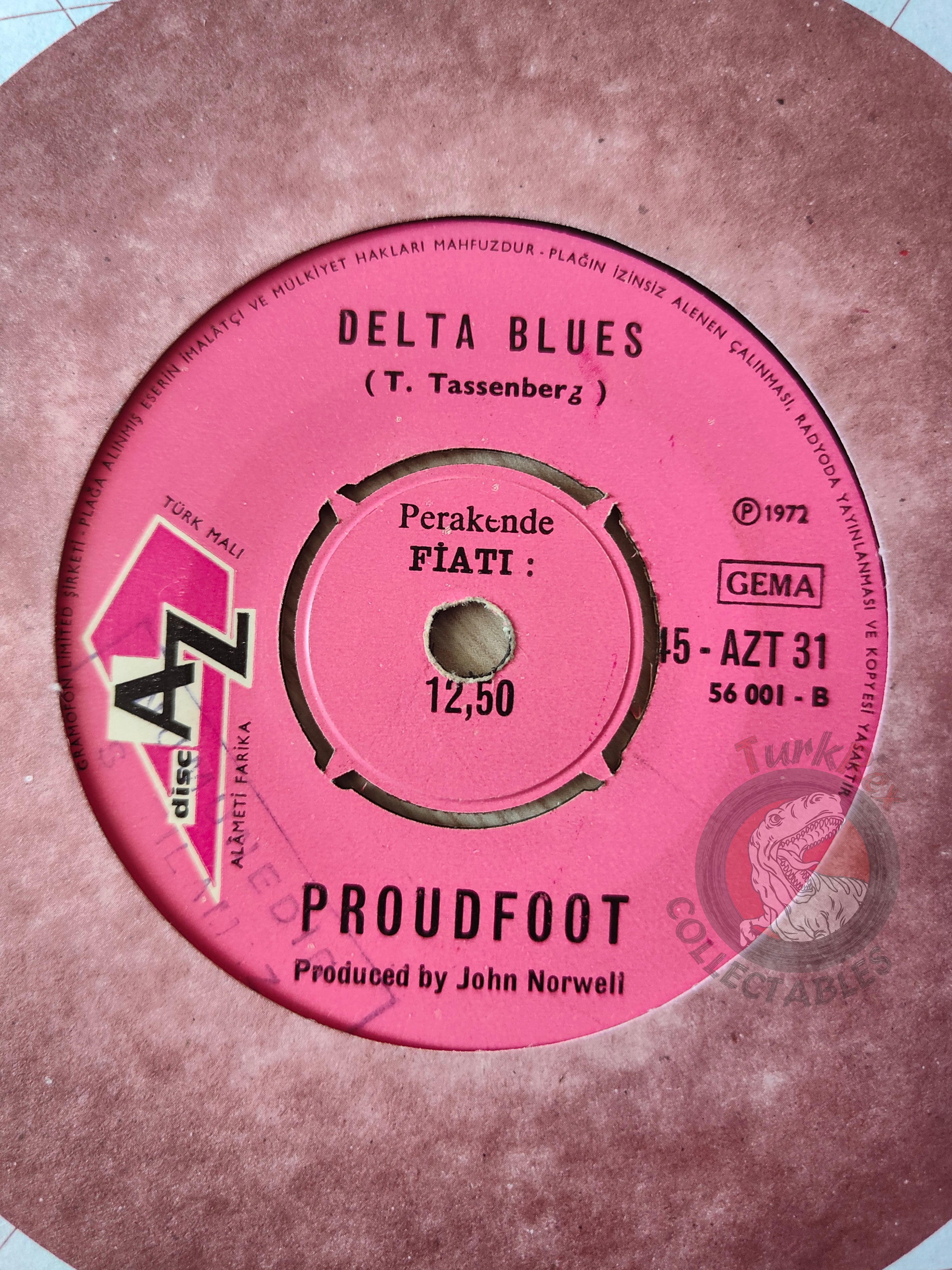 Proudfoot – Delta Queen 7" Promo Turkish Pressing Vinyl Turkey Edition
