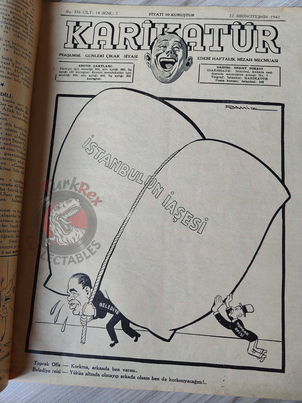 Karikatür 1942 Humor Magazine Turkish Turkey Uncle Sam United States WW2 era Bayer