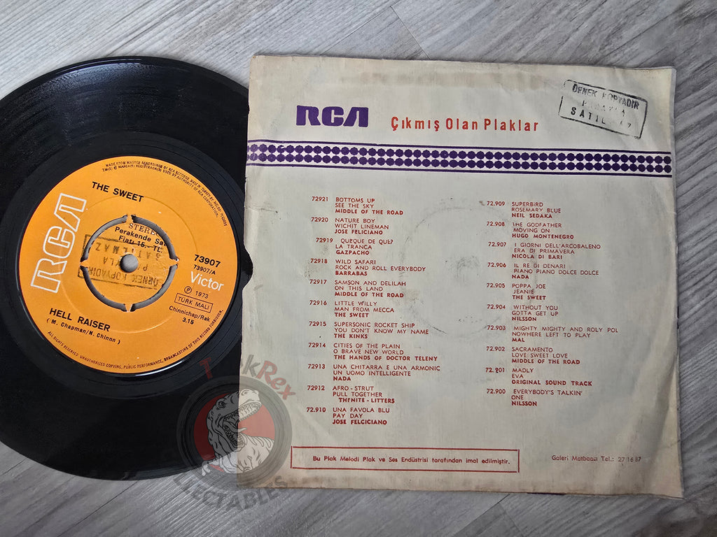 The Sweet – Hell Raiser 7" Promo Turkish Pressing Vinyl Turkey Edition