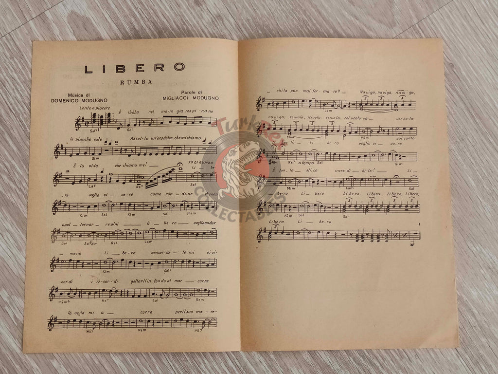 Domenico Modugno – Libero Turkish Vintage Musical Notes Sheet Turkey Sanremo