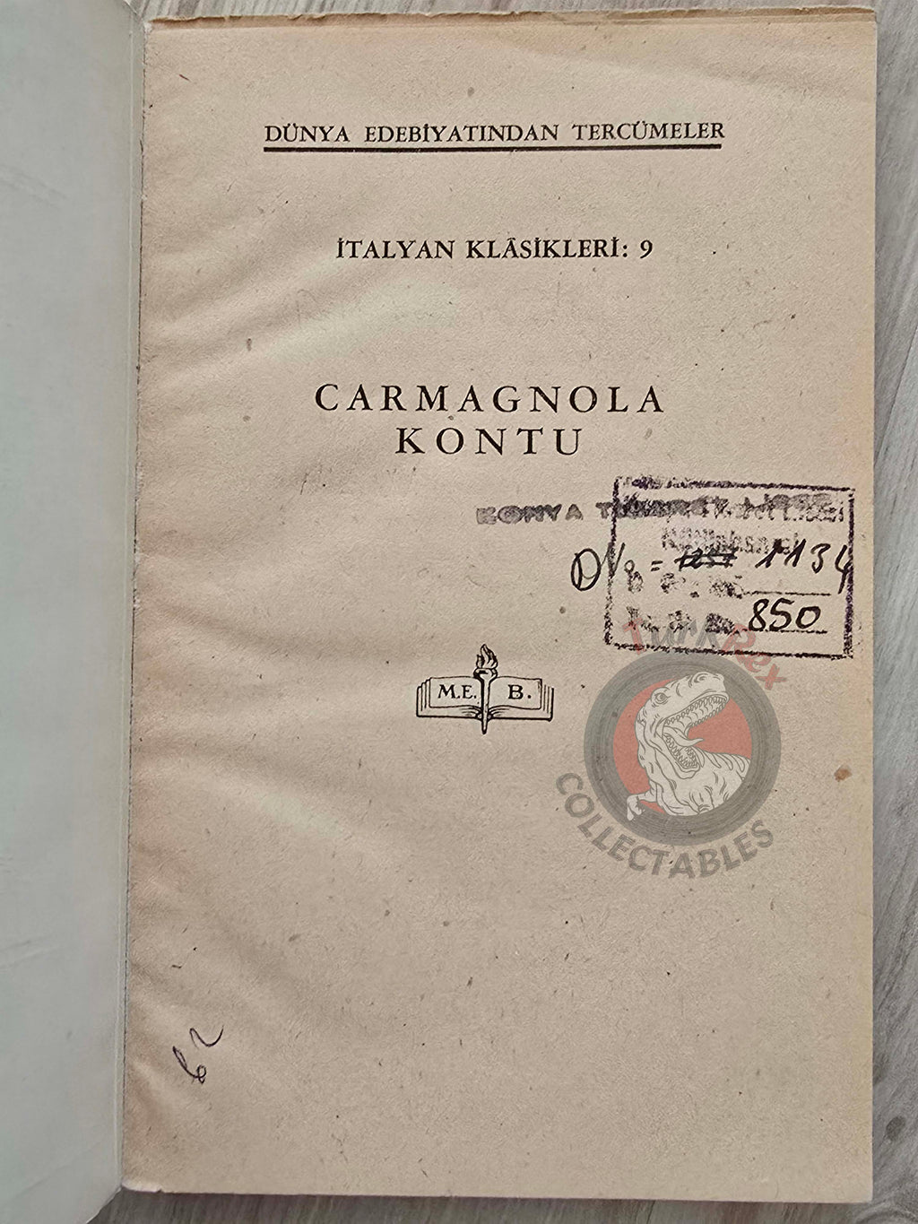 Alessandro Manzoni – Il Conte Di Carmagnola 1946 1st Turkish Book Turkey